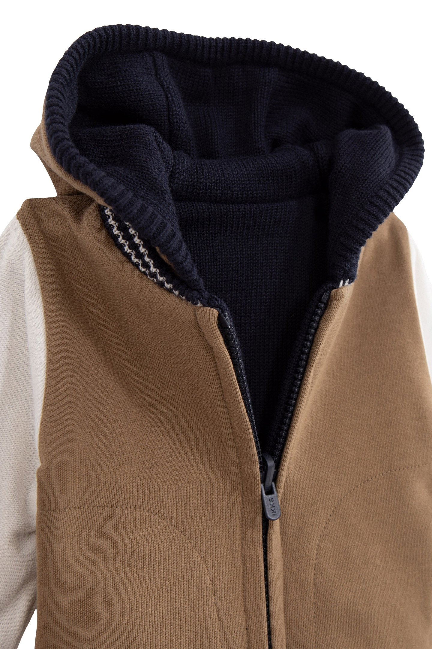 BABY BOY REVERSIBLE CAMEL AND NAVY CARDIGAN 4