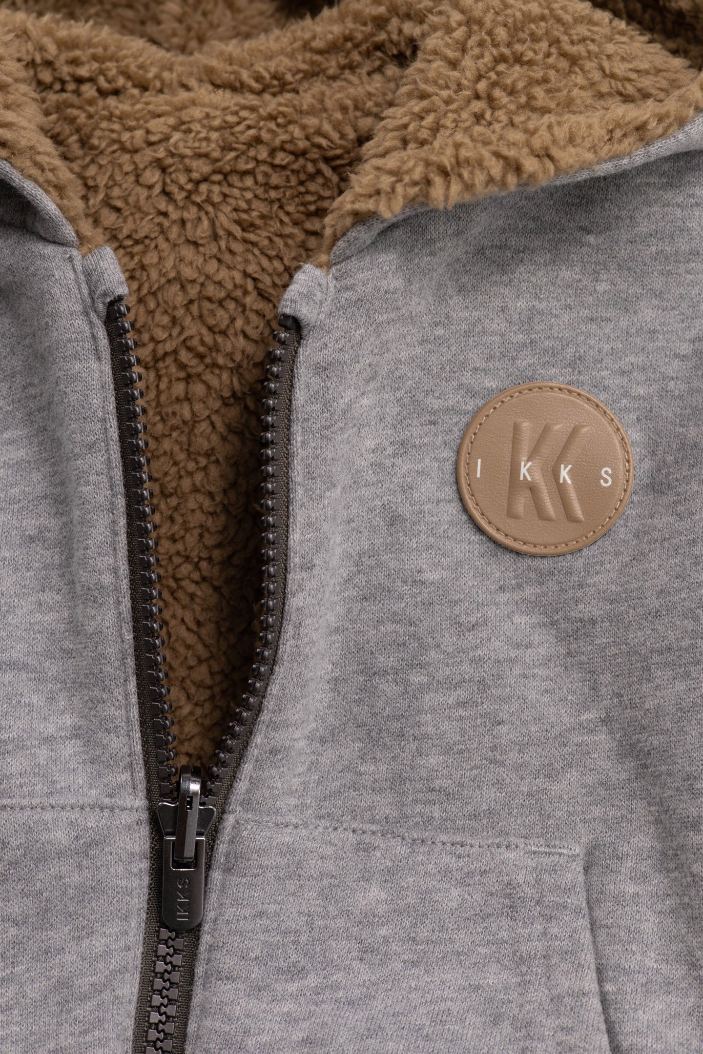 GREY SHERPA CAMEL FLEECE REVERSIBLE CARDIGAN BABY BOY 5