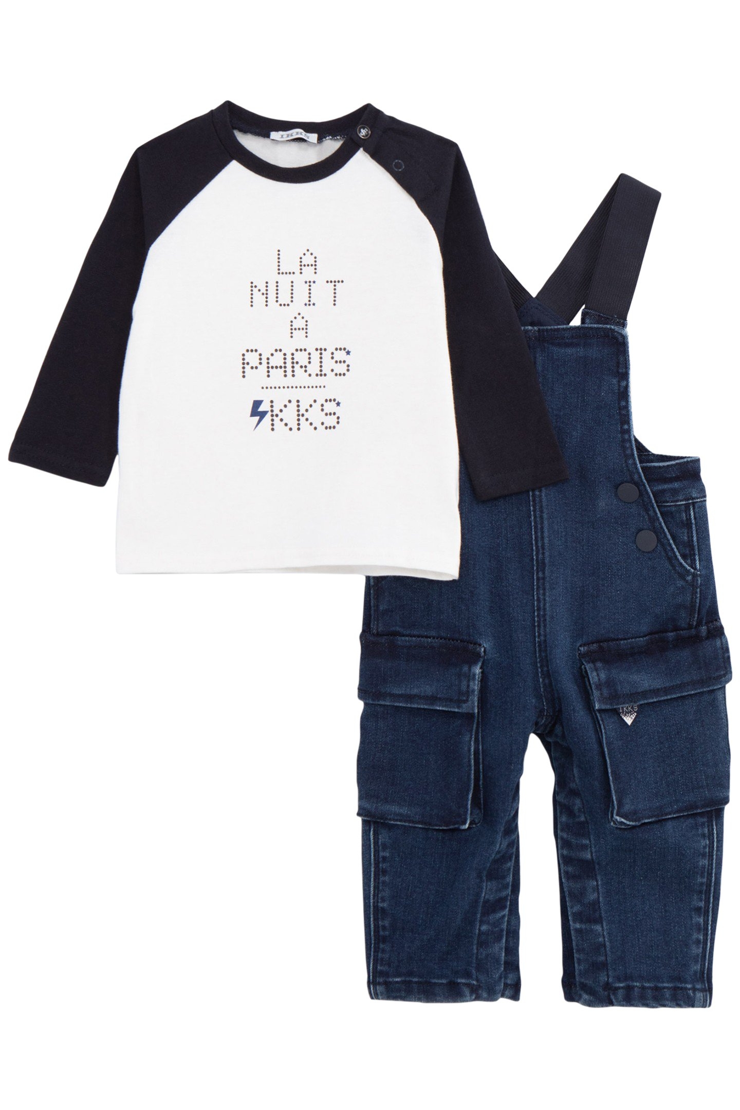 BABY BOY 2-IN-1 T-SHIRT AND DENIM OVERALLS SET 1