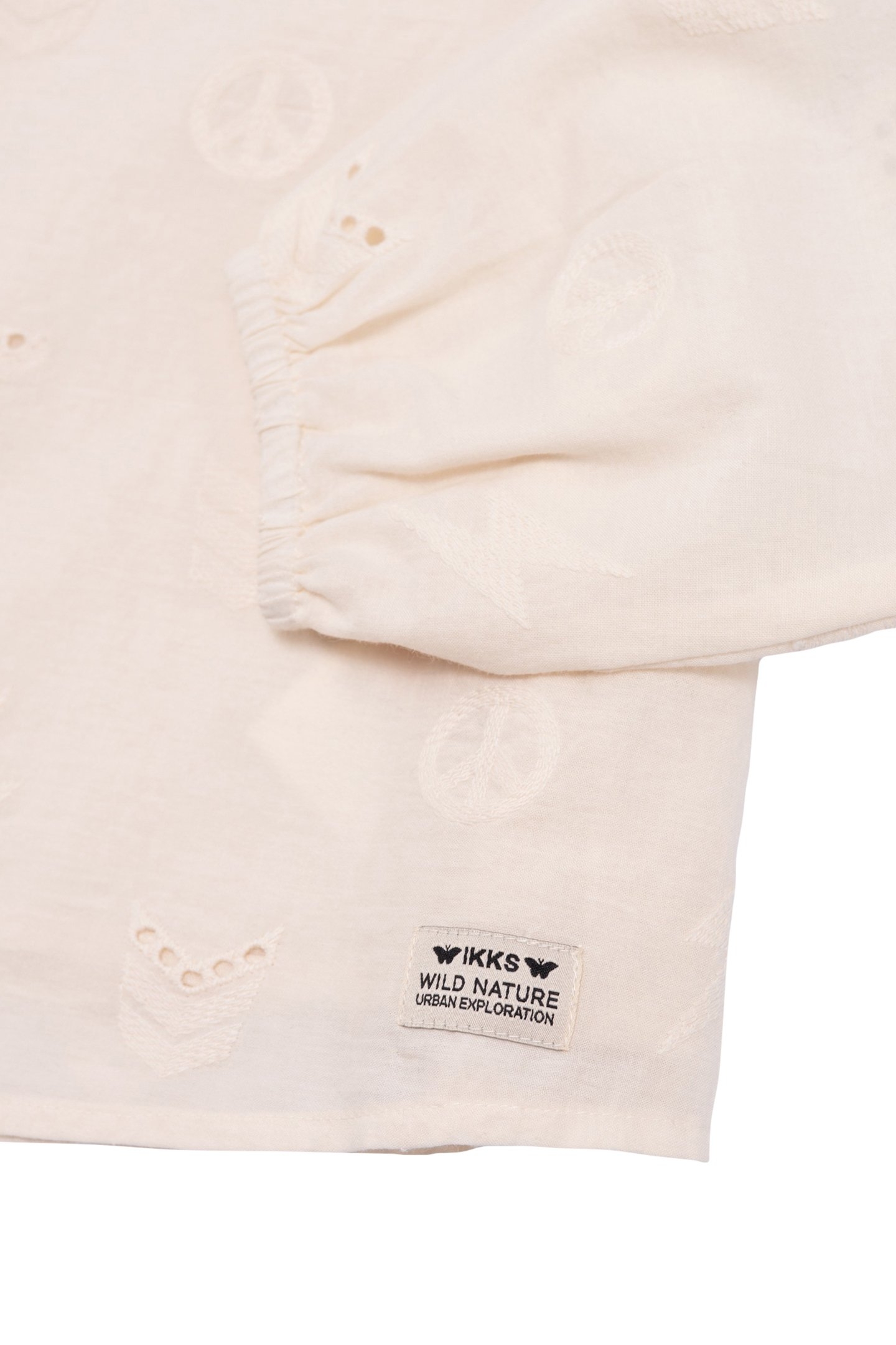 BLOUSE ECRU BRODERIE ANGLAISE MOTIFS ARMY FILLE 6