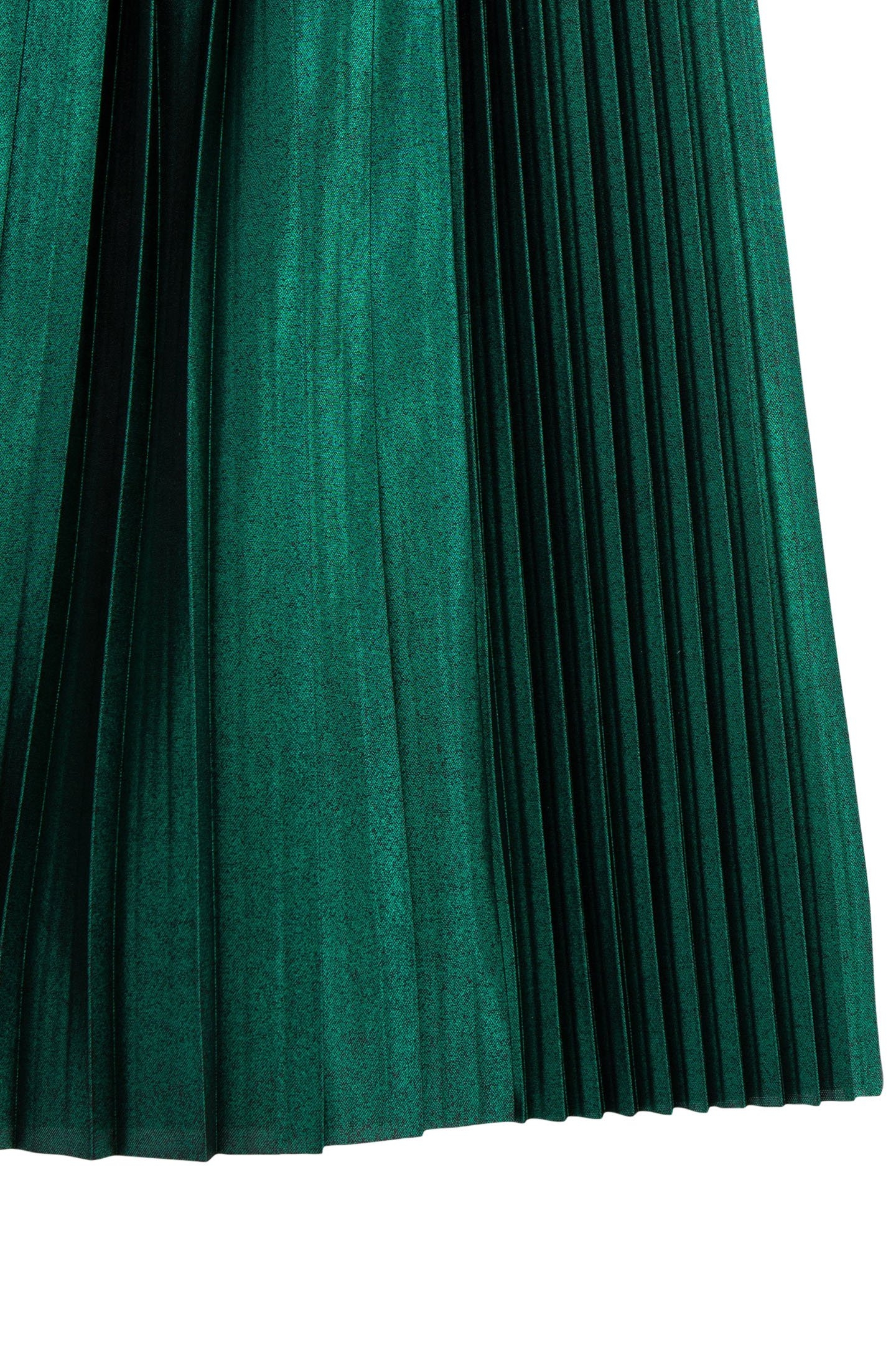 GIRL'S GREEN SATIN PLEATED MIDI SKIRT 5