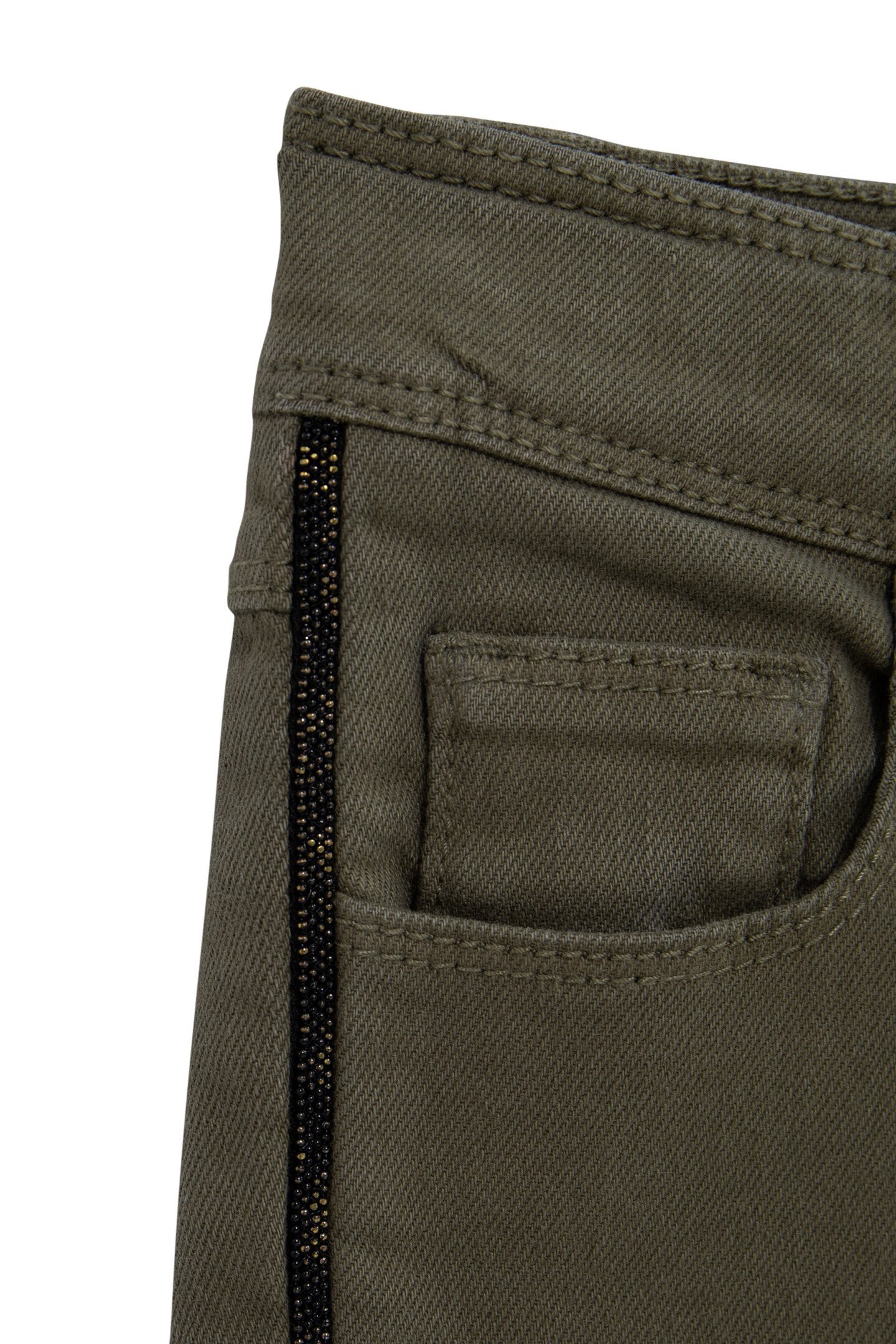 GIRL'S UPCYCLED SLIM KHAKI JEWEL-BRAIDED JEANS 5