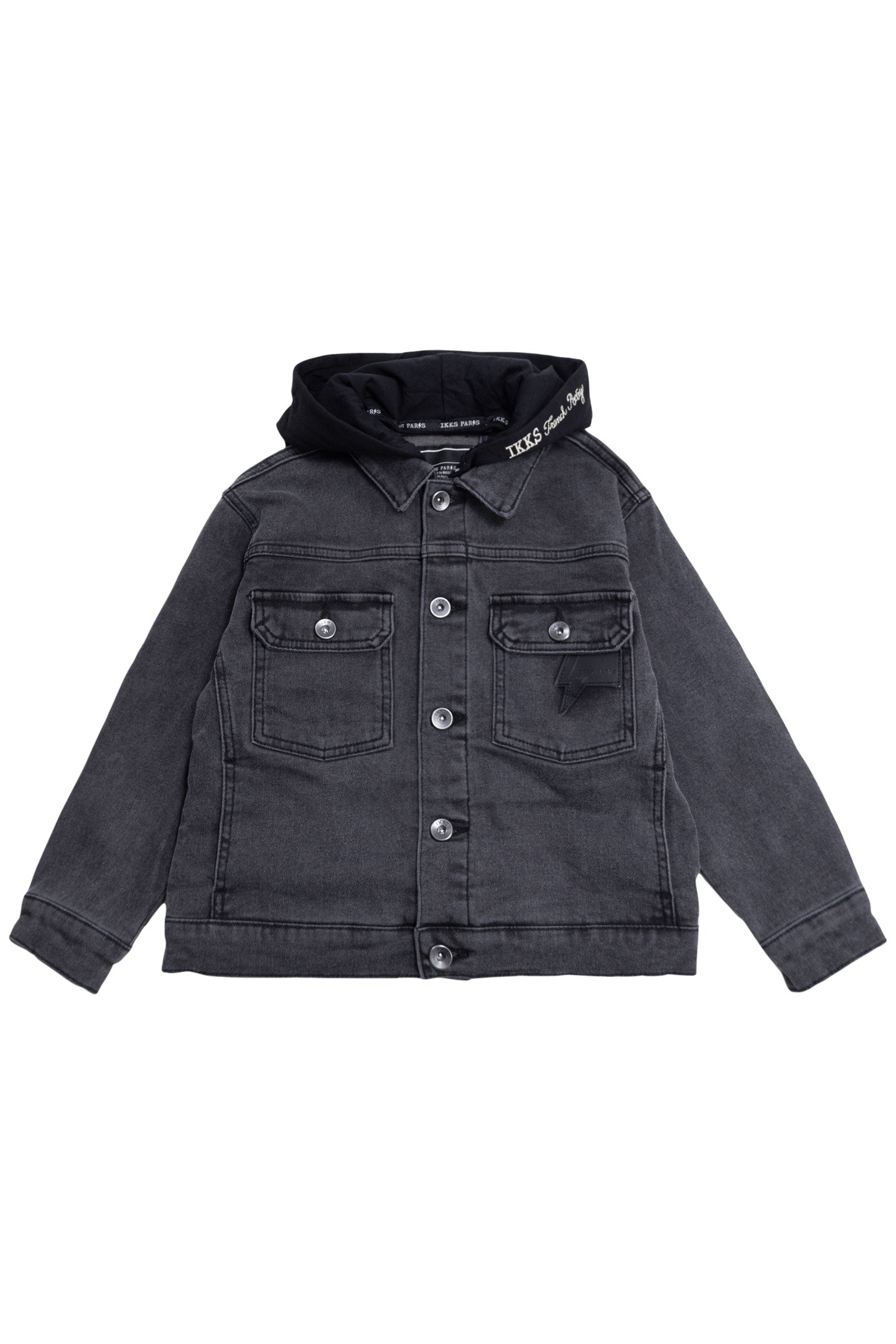 BOY'S WASHED GRAY DENIM JACKET WITH REMOVABLE HOOD 2