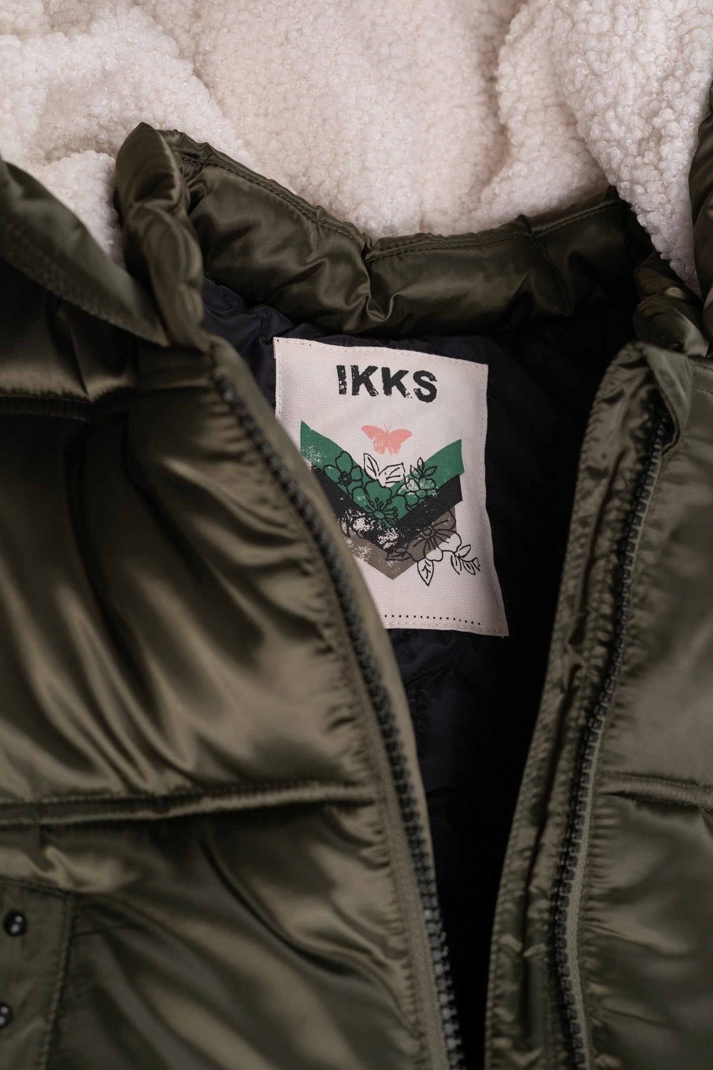 GIRL'S KHAKI NYLON QUILTED PADDED JACKET 5