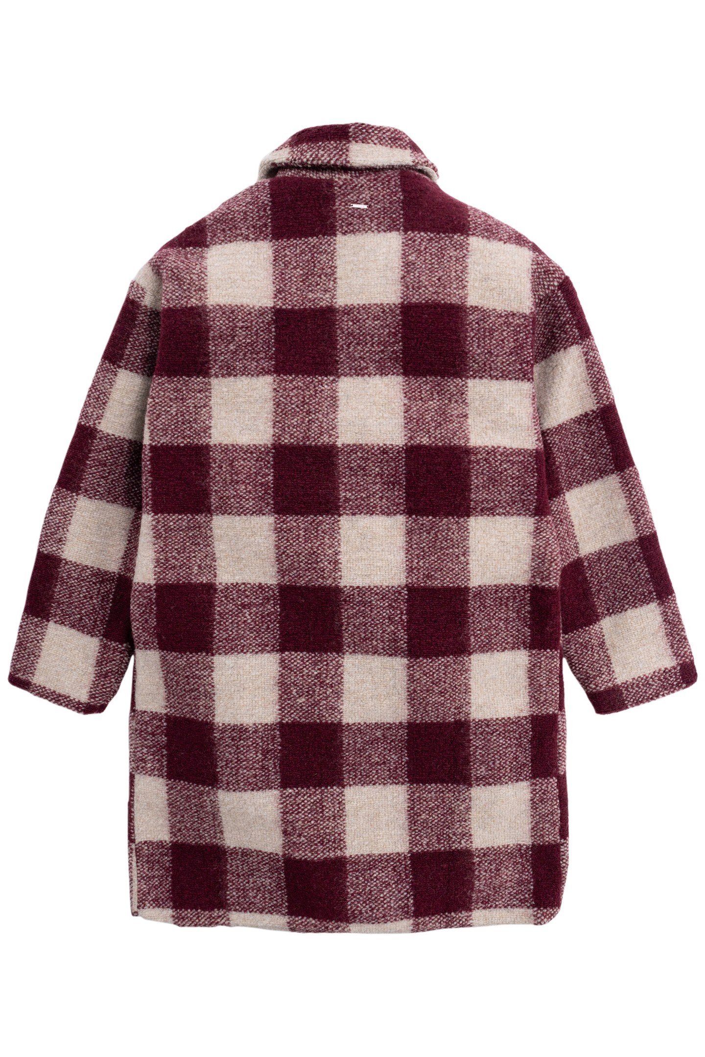 GIRL'S BURGUNDY WOOL PLAID COAT 2