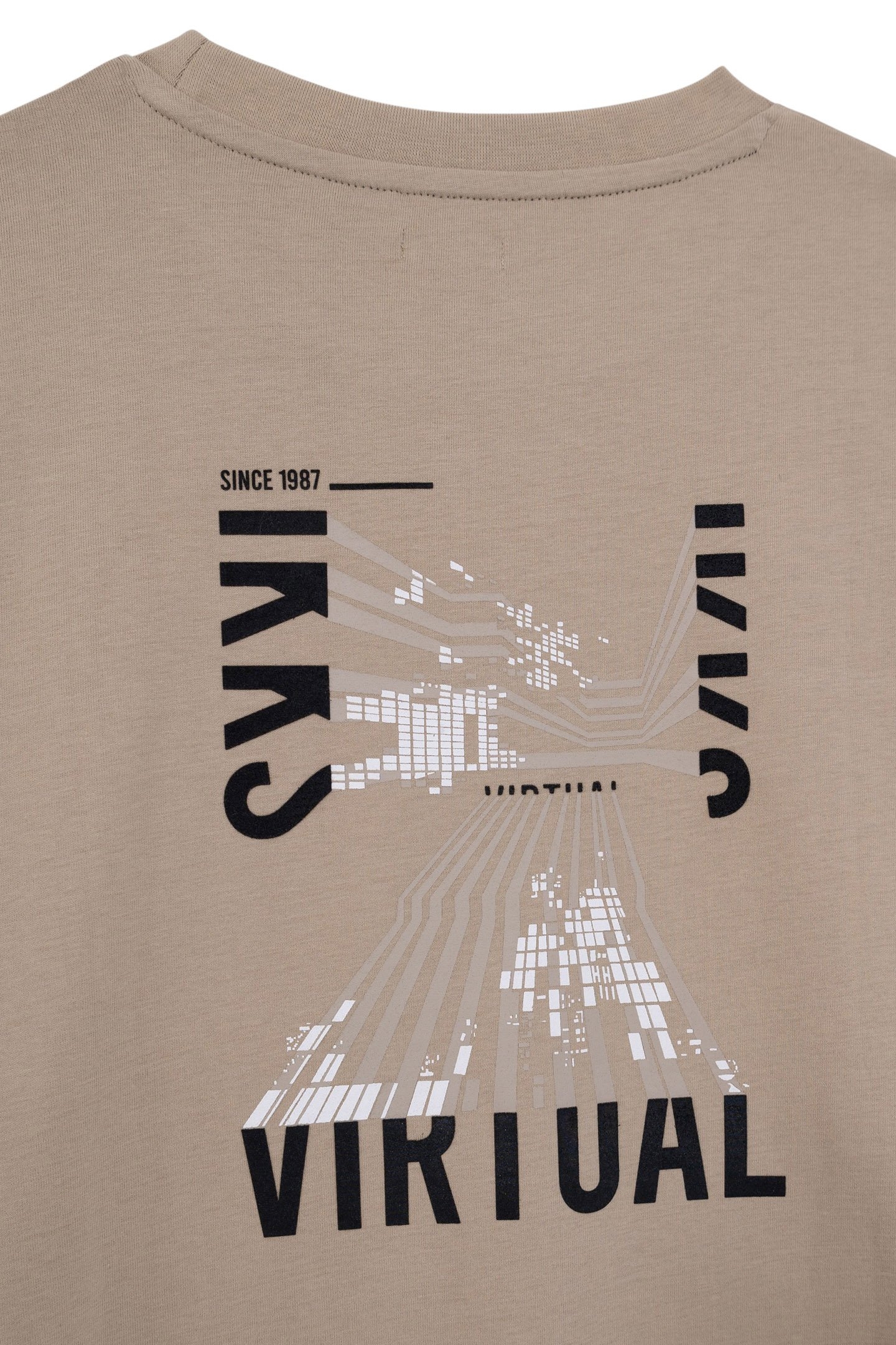 BOY'S BEIGE ORGANIC COTTON MAXI VISUAL BACK T-SHIRT 4