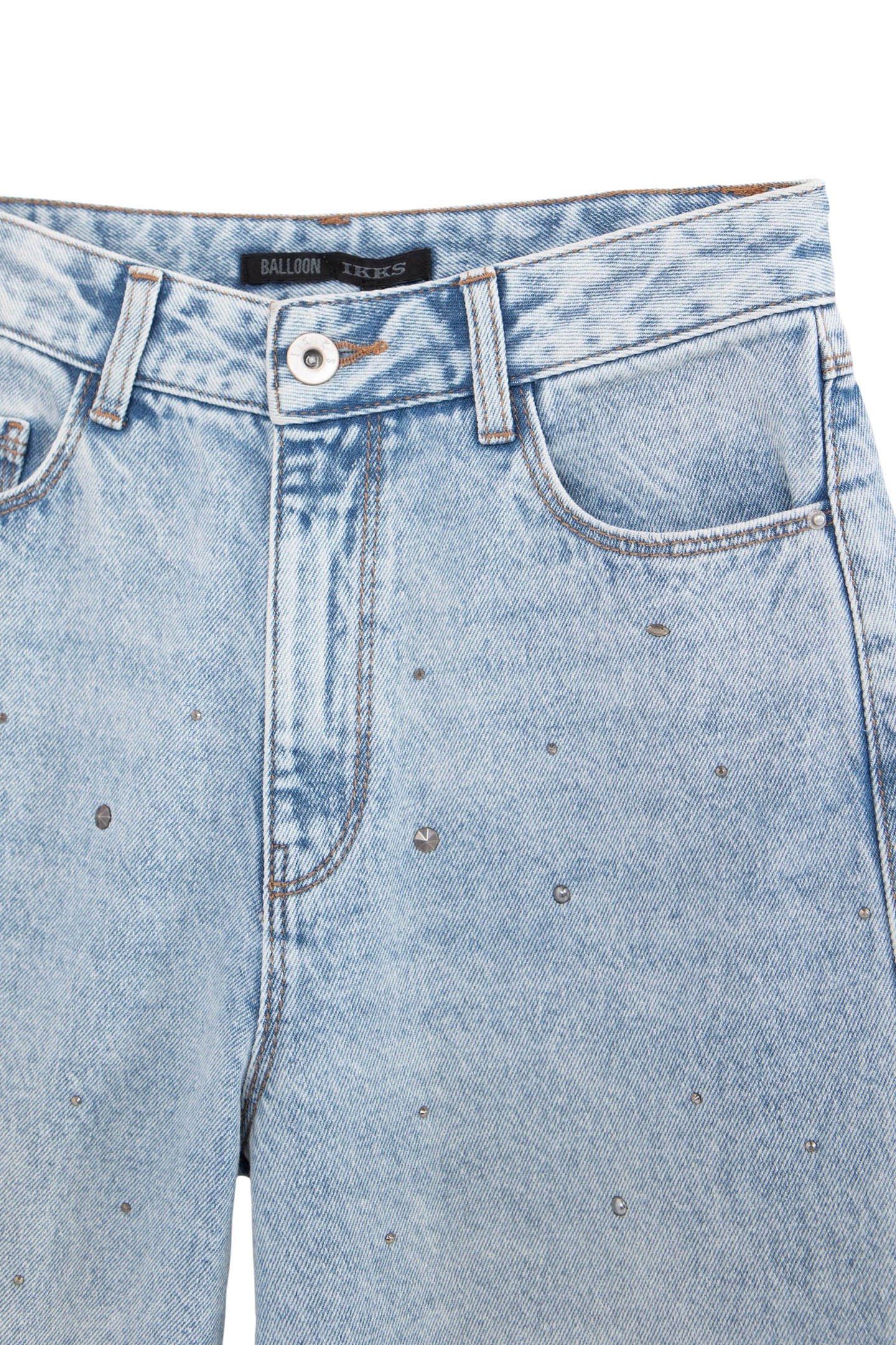 GIRL'S BALLOON BLUE WATERLESS JEANS WITH MULTI-STUD DESIGN 3