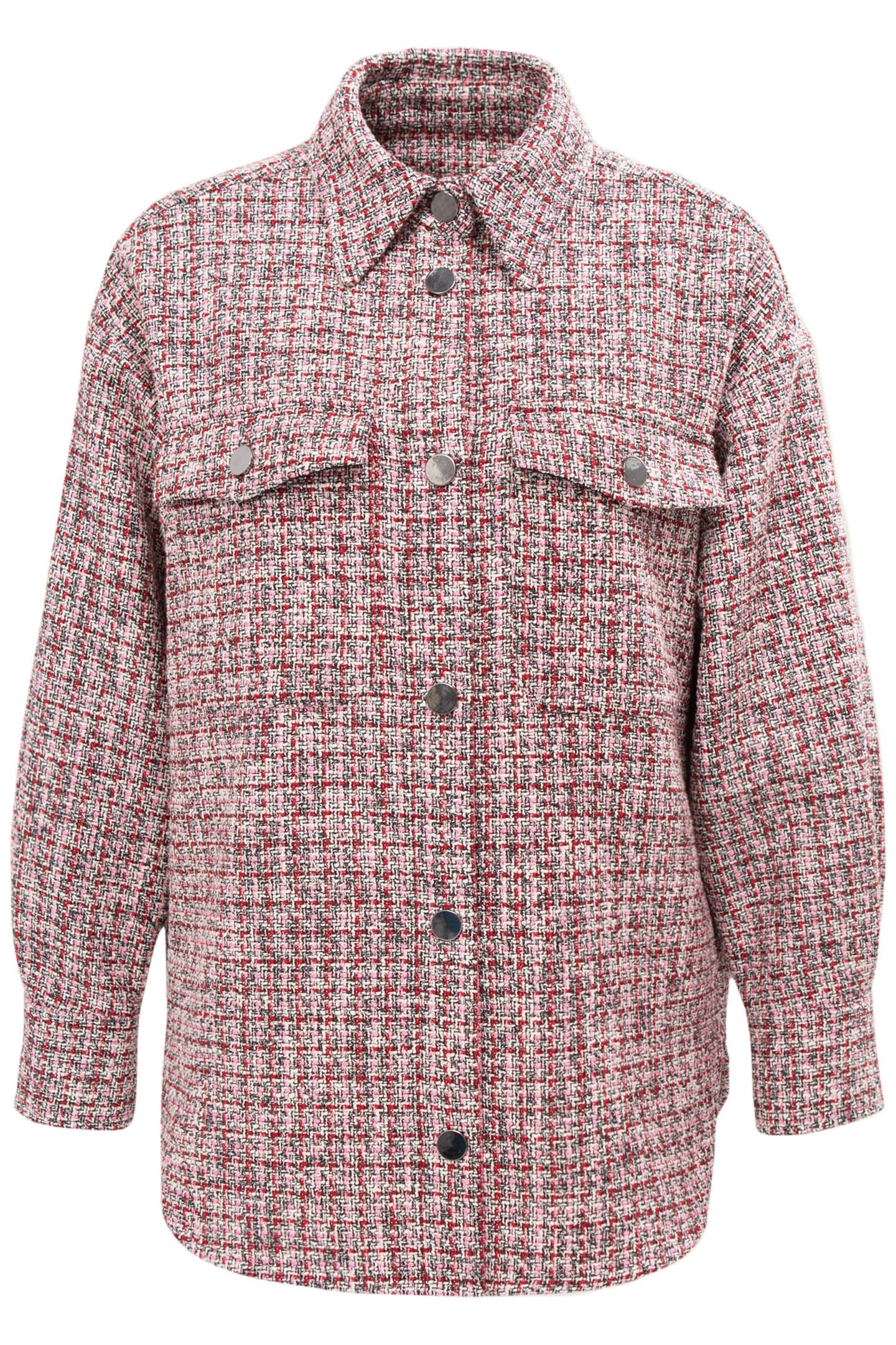 RED DECORATIVE TWEED-STYLE OVERSHIRT 4