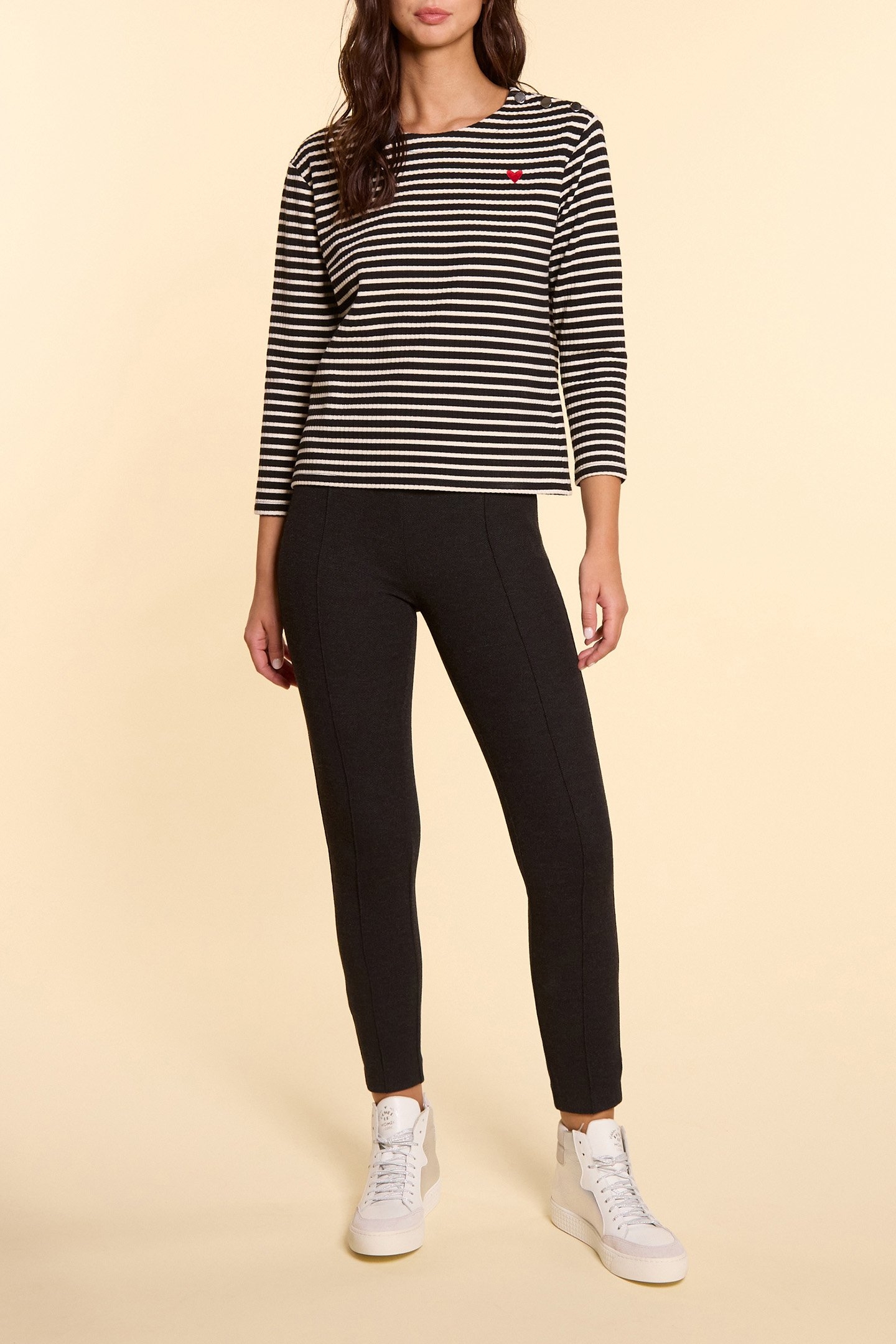 BLACK SAILOR STRIPE TOP WITH HEART EMBROIDERY 1