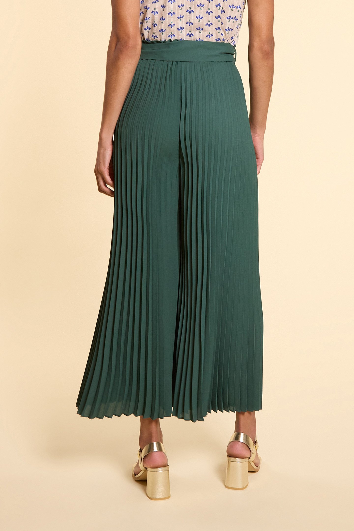 NIGHT GREEN PLEATED WIDE-LEG TROUSERS 2