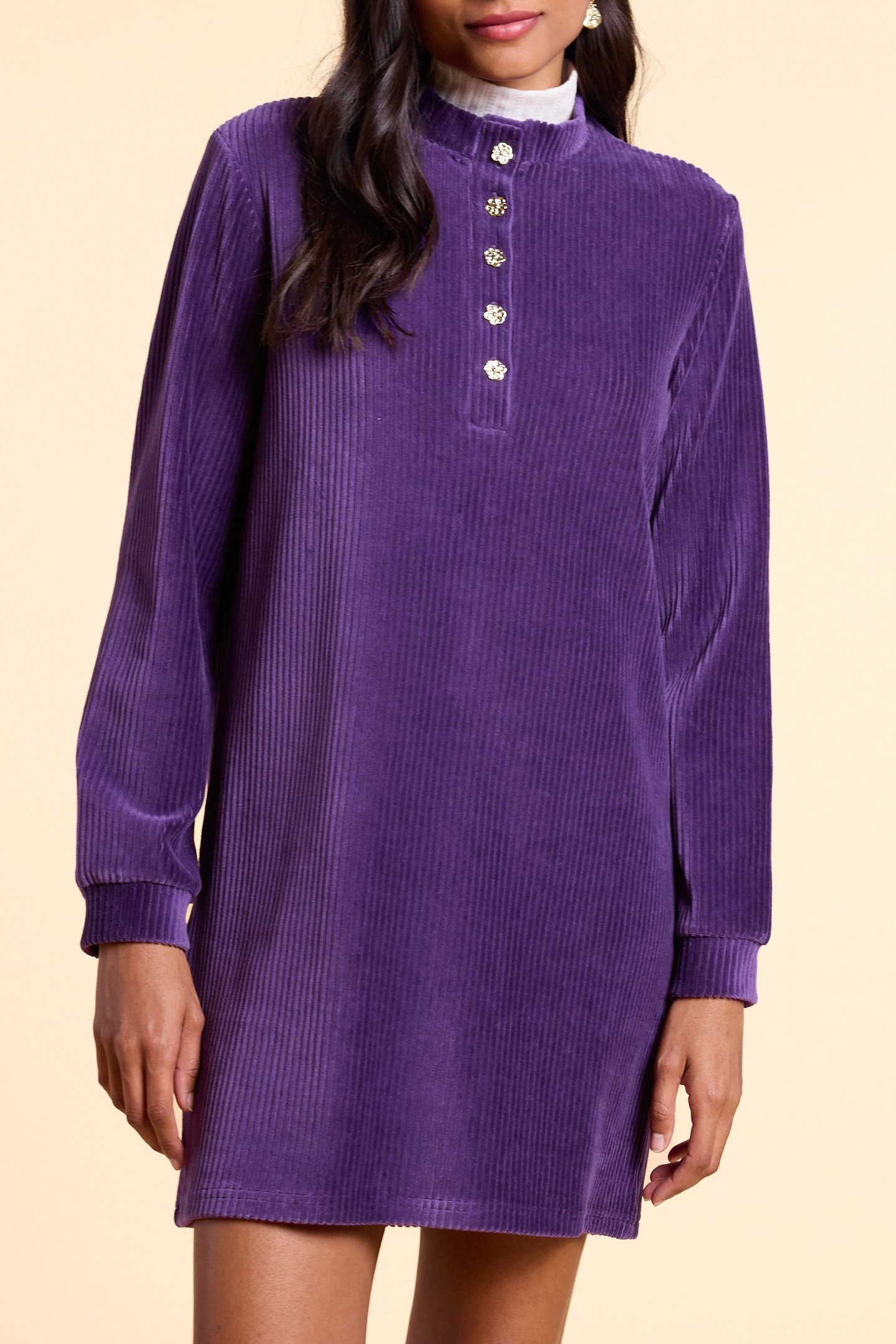 DARK PURPLE CORDUROY DRESS 1