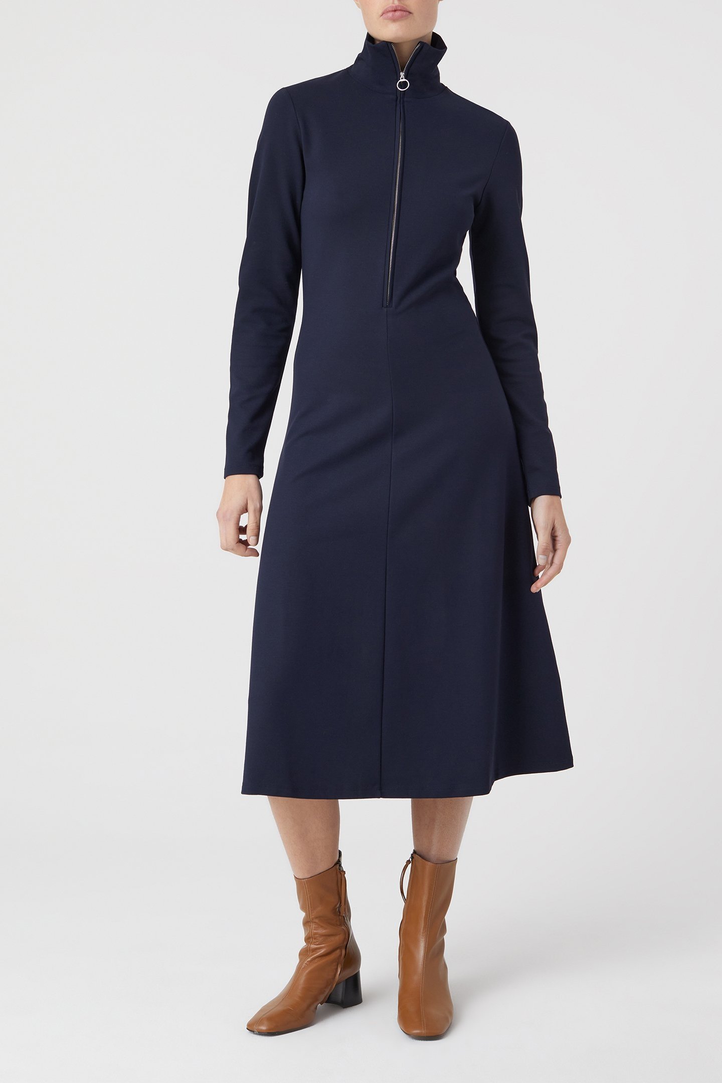 HALF ZIPP JERSEY DRESS DRESSES DARK NIGHT 1