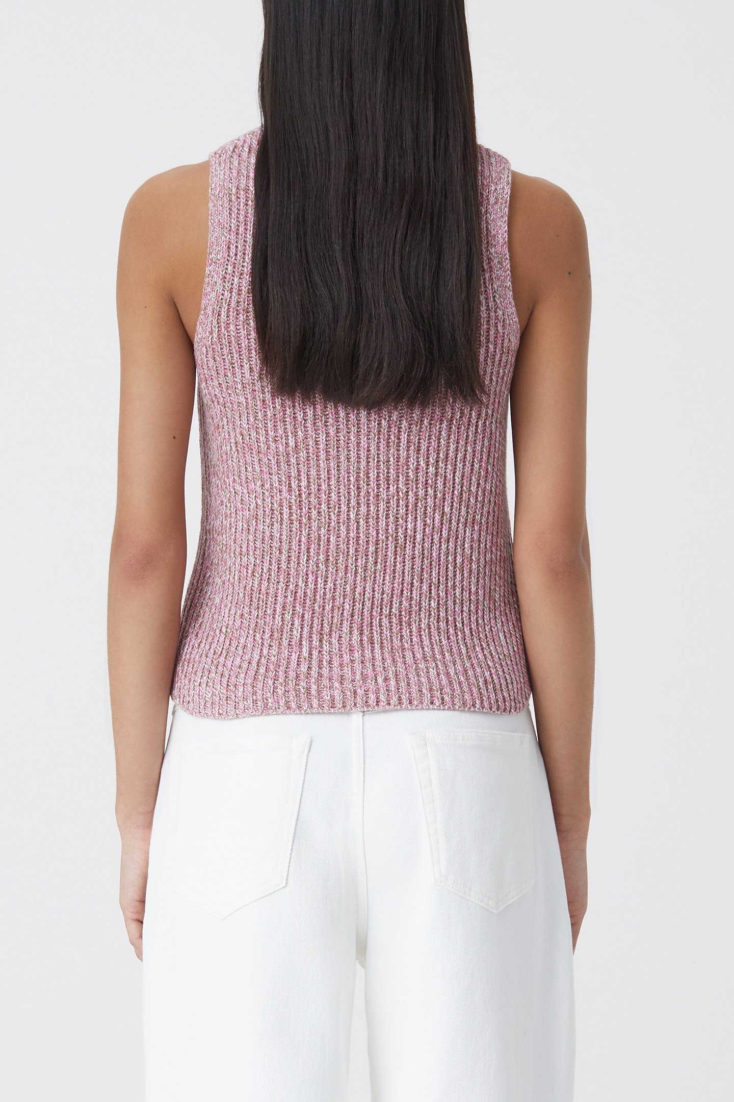 CREW NECK RACER TOP KNITS PINK LILIES 2