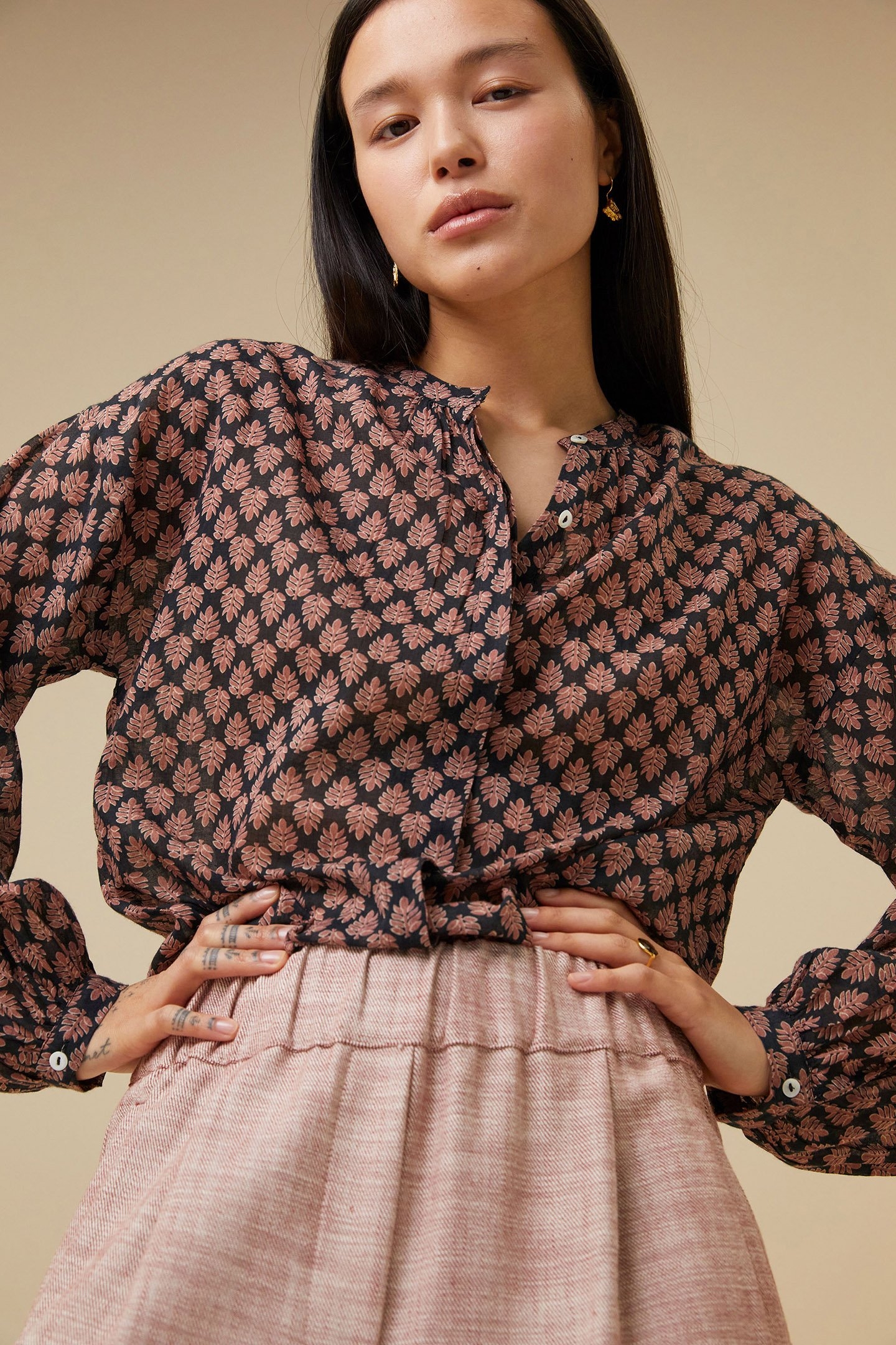 CECILE LEAF BLOUSE LEAF PRINT 5