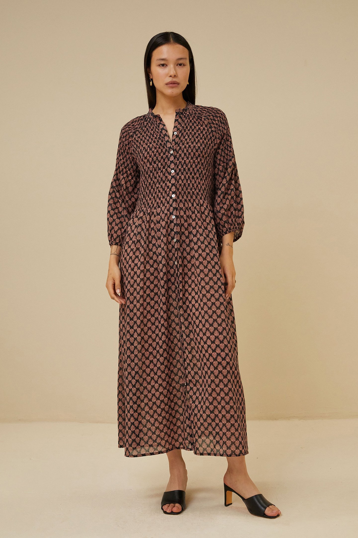 LOULOU LEAF DRESS LEAF PRINT 1