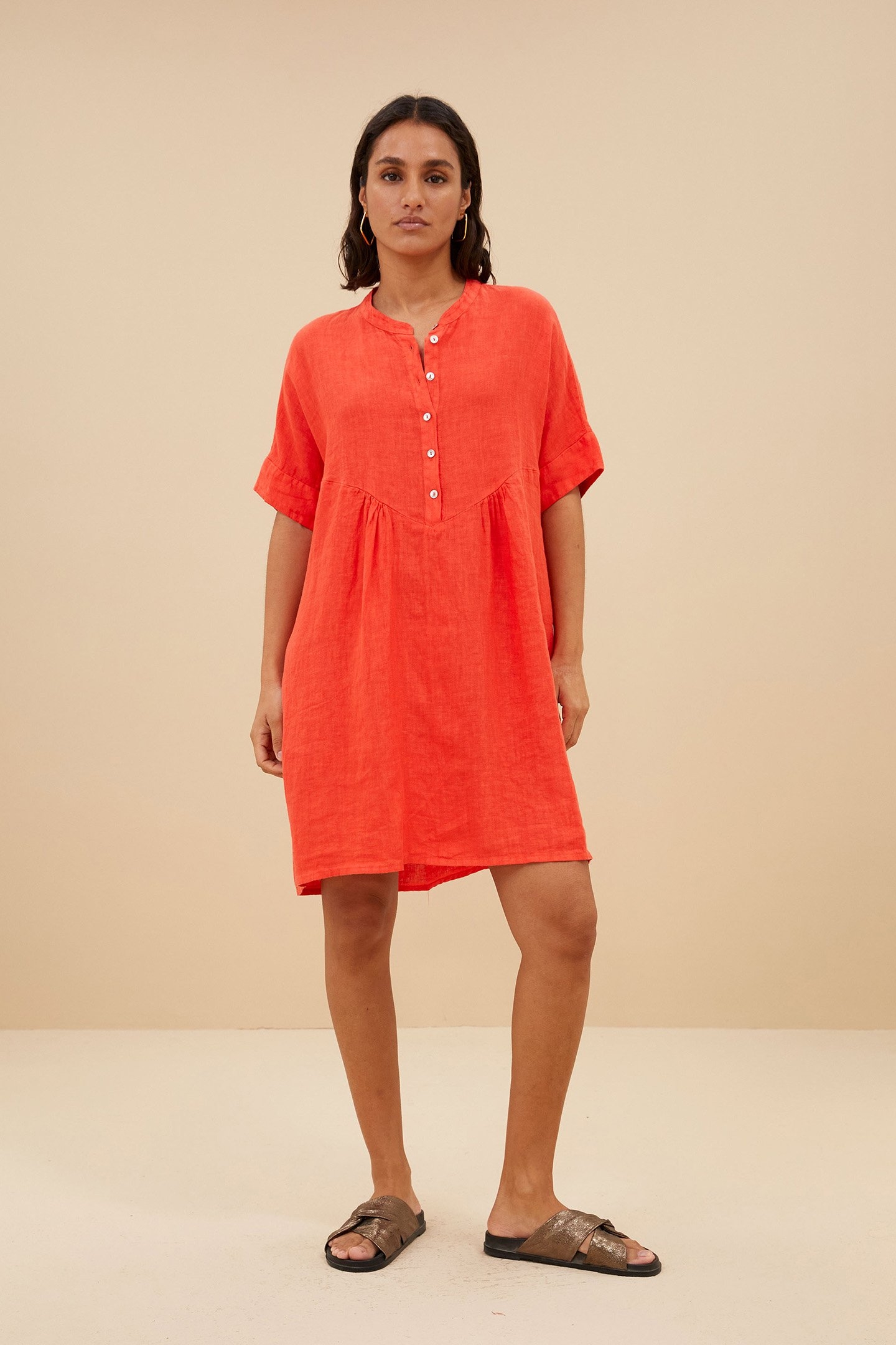 TAIS LINEN DRESS POPPY RED 1