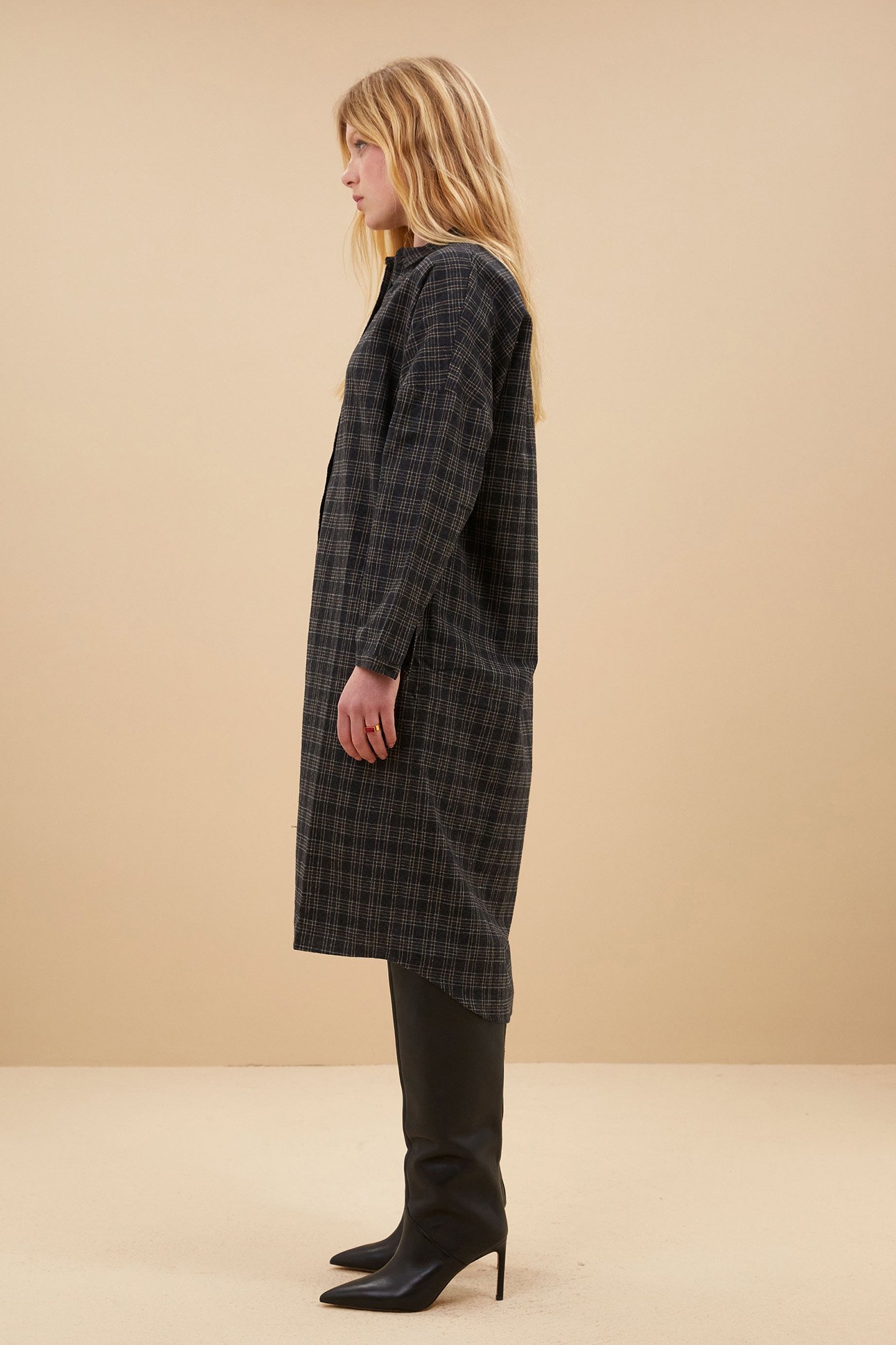 SMALL CHECK DRESS CARAMEL 4