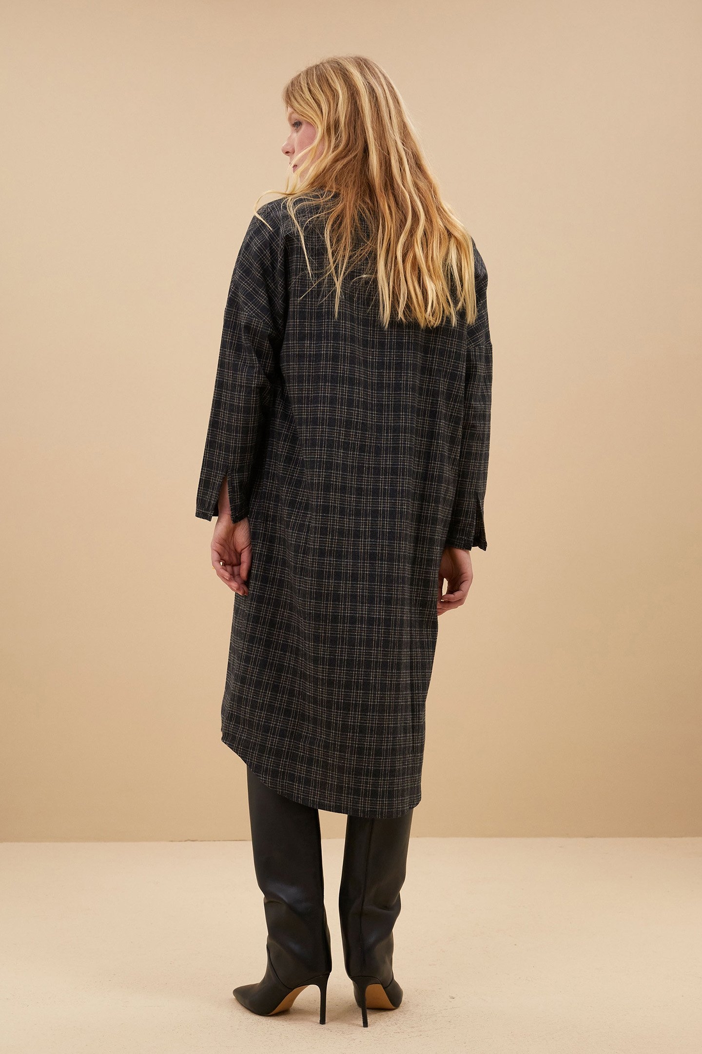 SMALL CHECK DRESS CARAMEL 2