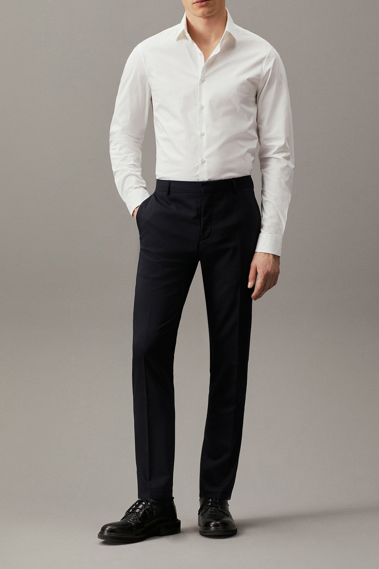 POPLIN STRETCH SLIM WHITE 2