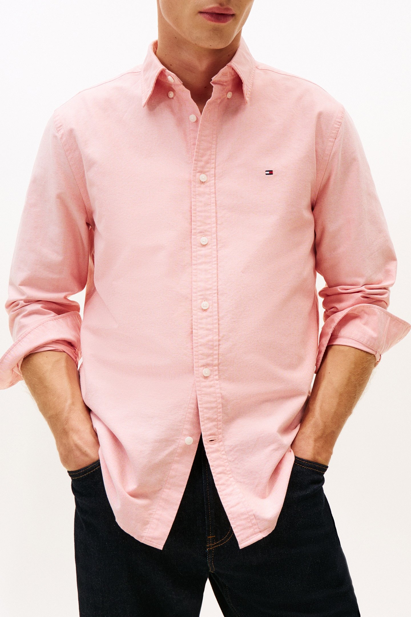 TOMMY HILFIGER HERITAGE REGULAR FIT BUTTON DOWN SHIRT CORAL 1