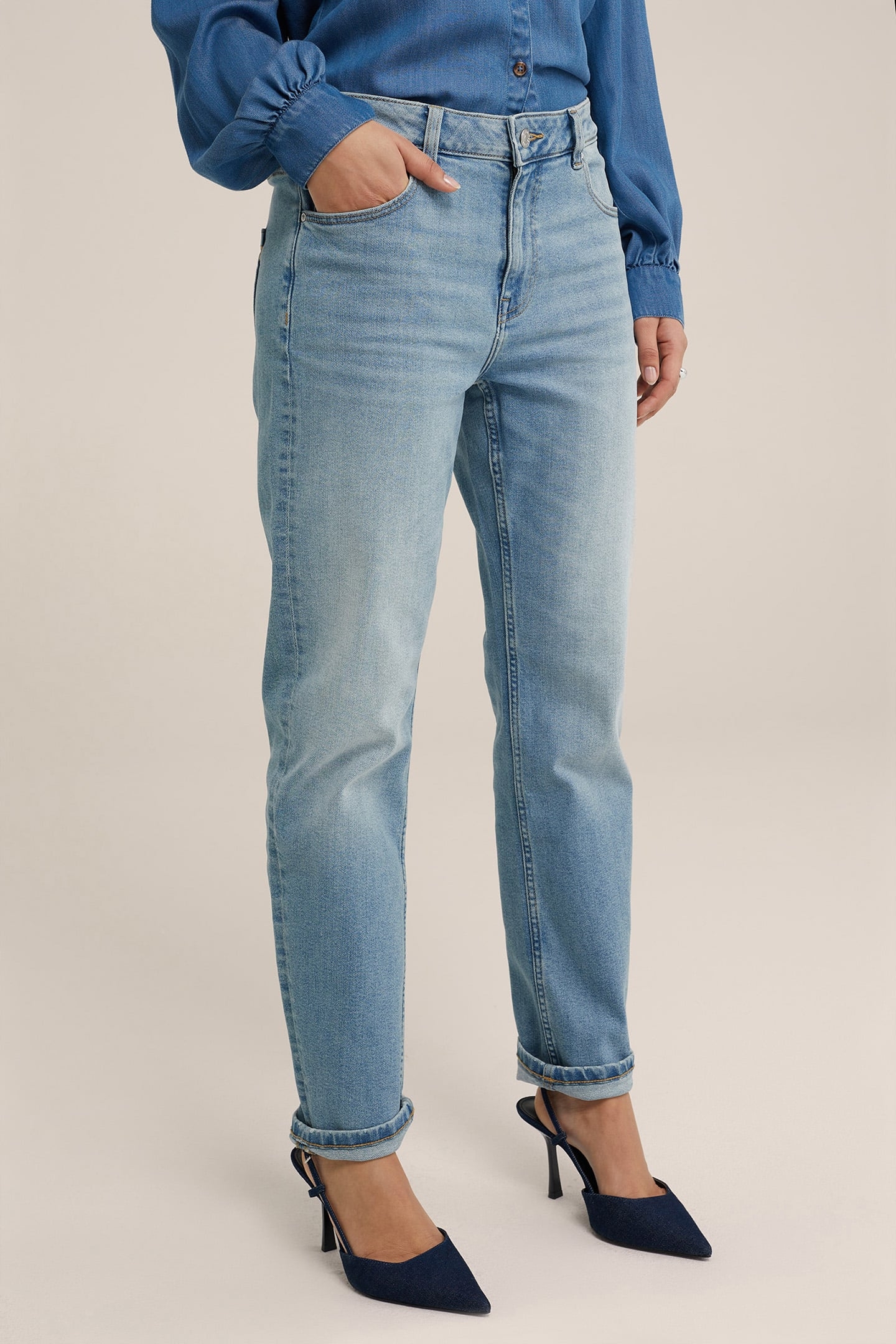 5-POCKET MID WAIST DARK BLUE 1