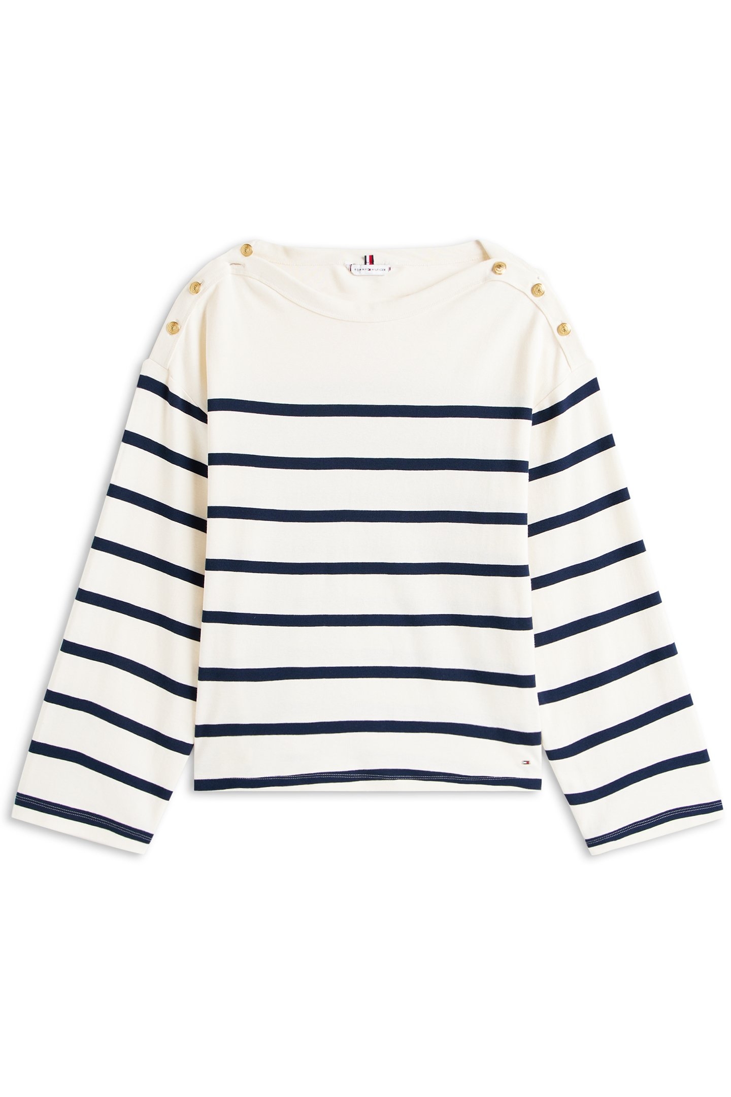 LWK GOLD BUTTON BOAT REGULAR FIT STRIPED TOP, NAVY BLUE 4