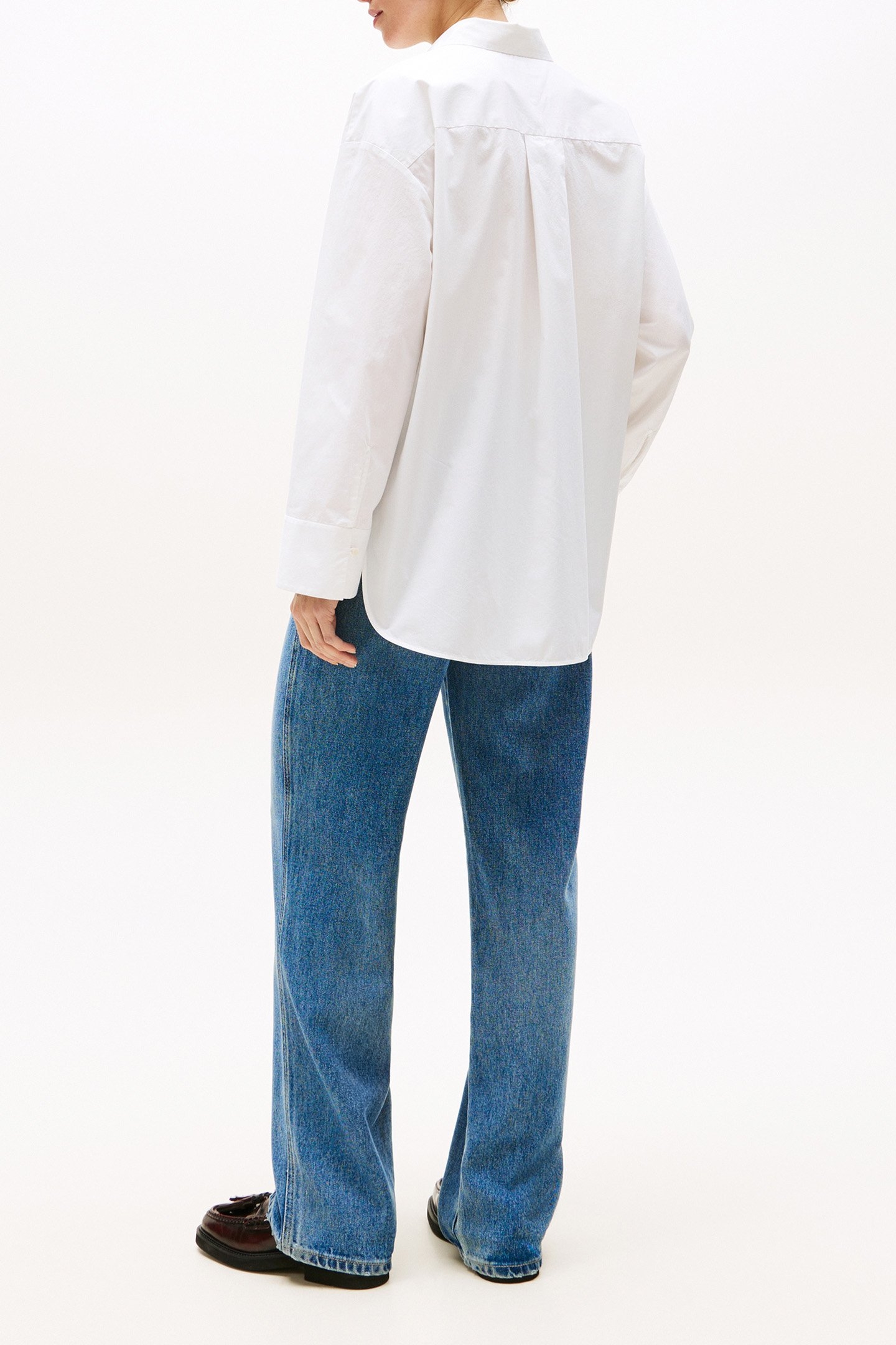 ESS POPLIN LOOSE FIT BLOUSE, WHITE 3