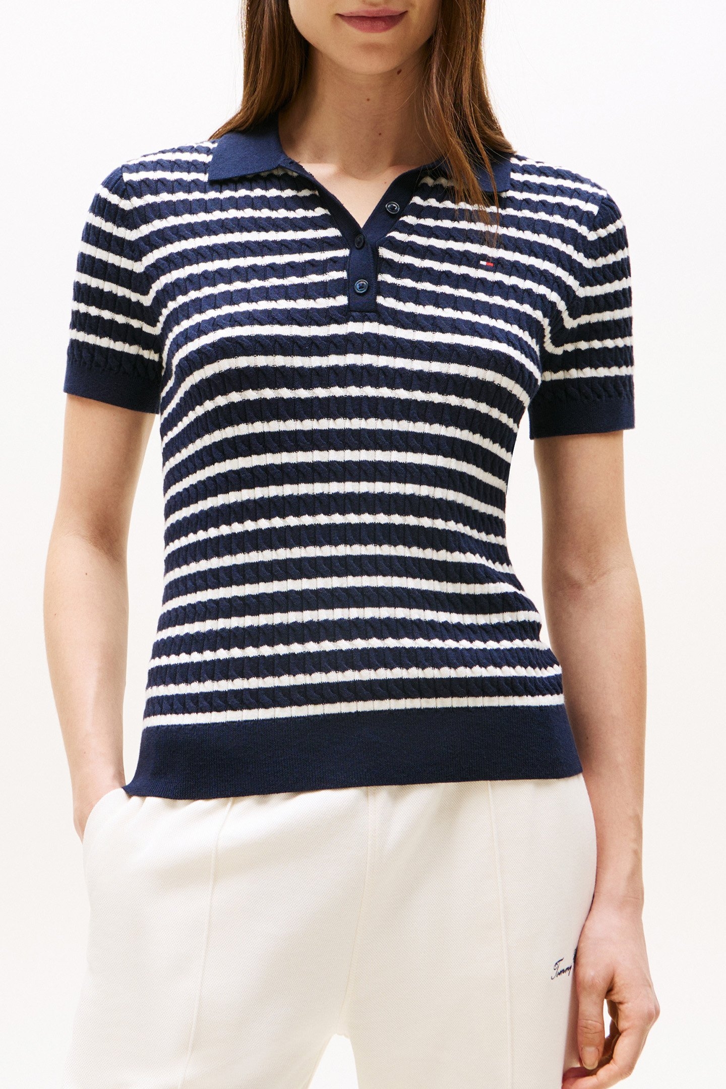 CO CABLE FINE GG POLO DARK NIGHT NAVY/IVORY SILK 1