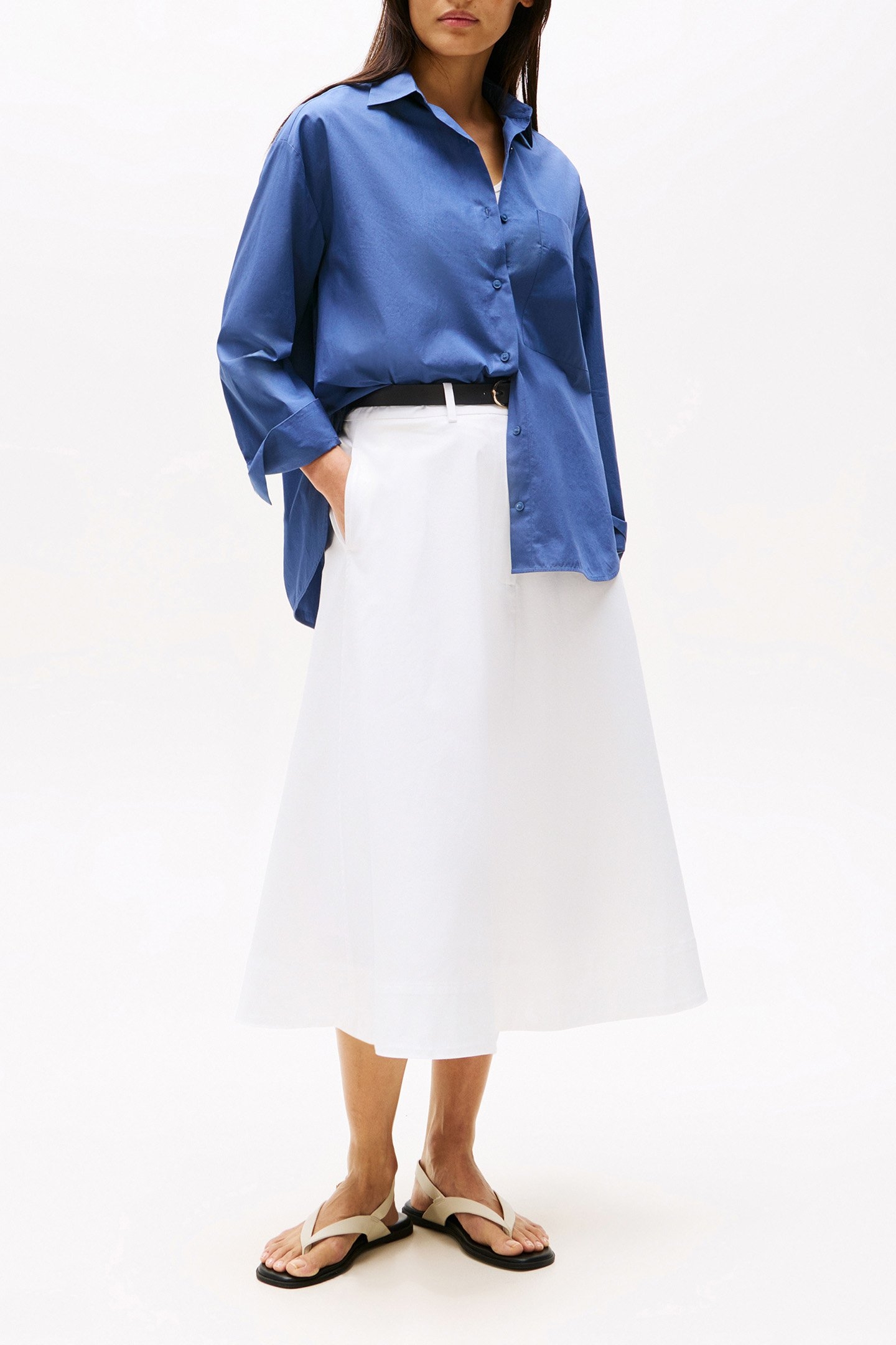 ESS POPLIN NEW EASY WIDE FIT SHIRT IN NAVY 2