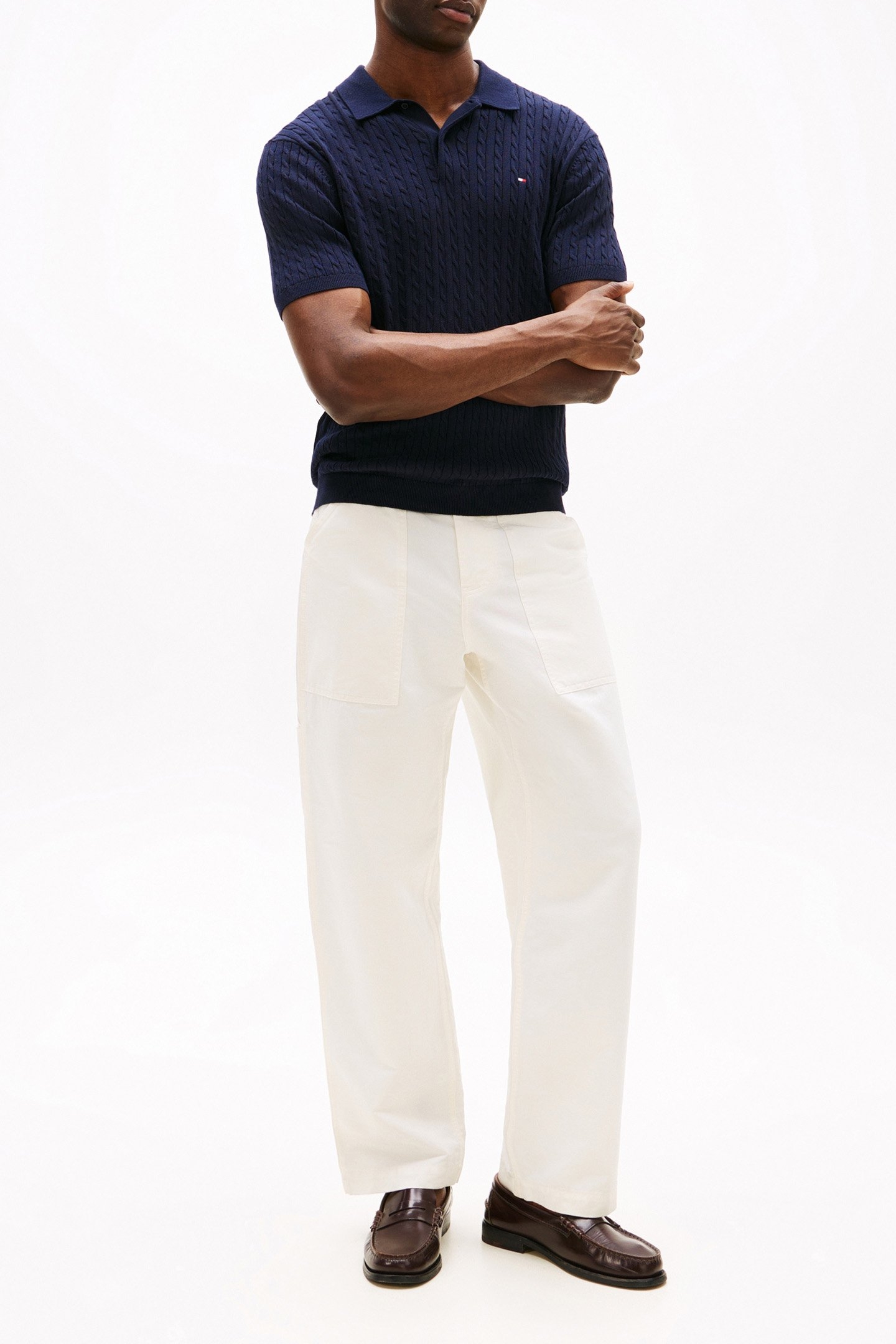 CABLE KNITTED REGULAR FIT POLO SHIRT DESERT SKY 2