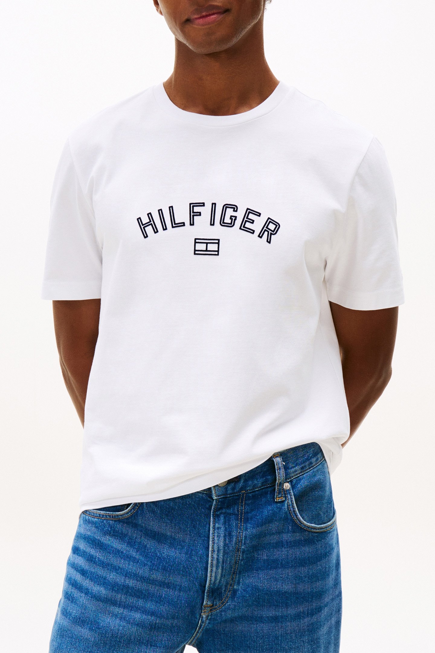 HILFIGER FLOCK TEE REGULAR FIT T-SHIRT WHITE 1