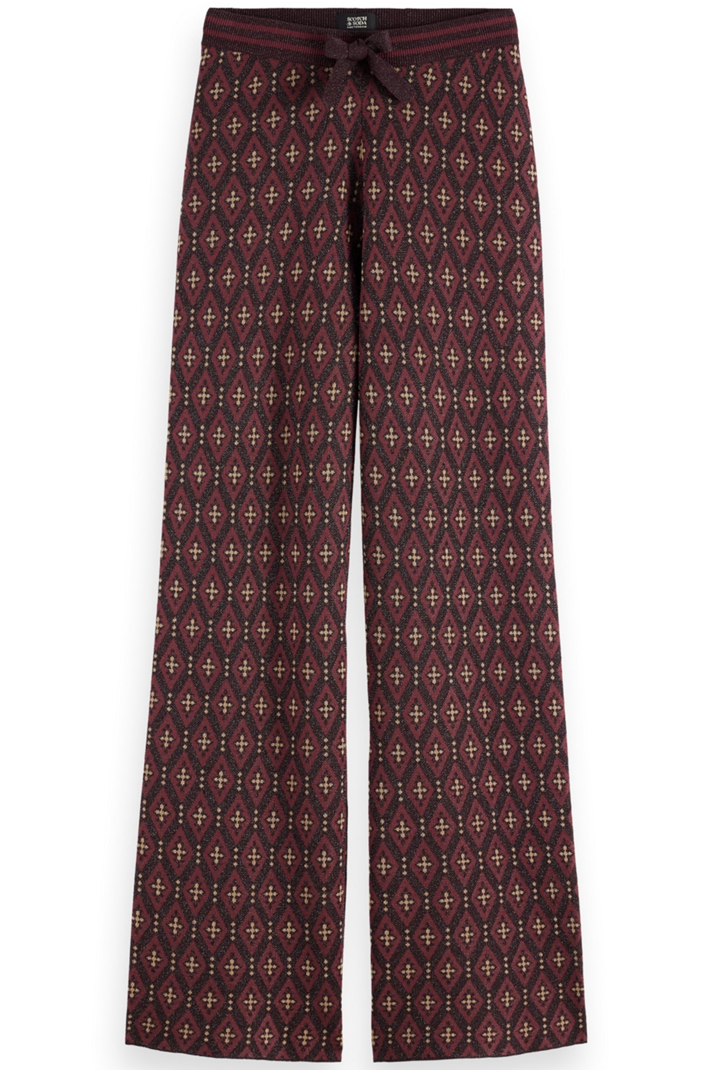 JACQUARD KNITTED TROUSERS DARK BORDEAUX 1