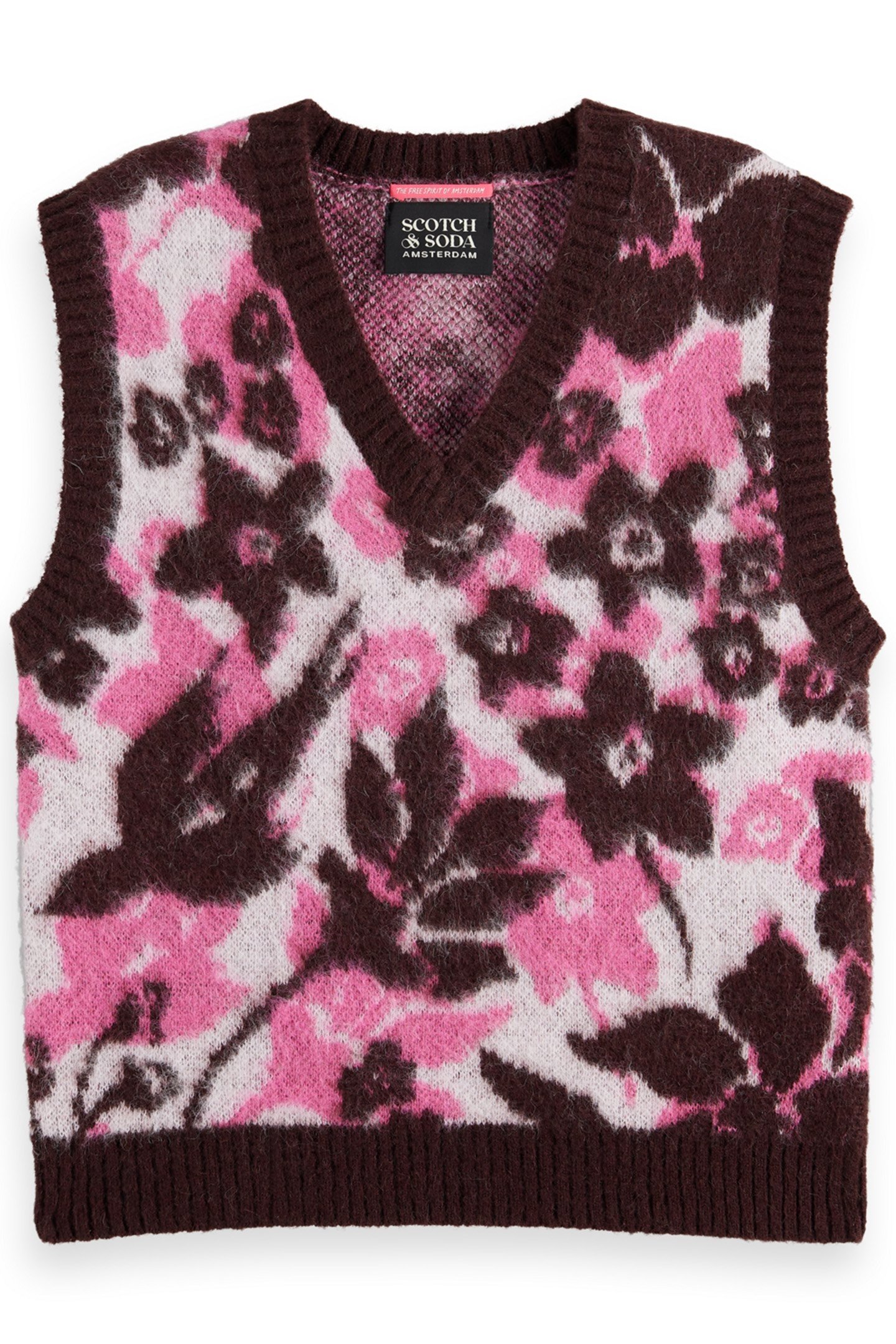 FUZZY V- NECK JACQUARD SPENCER WINTER FLORAL 4