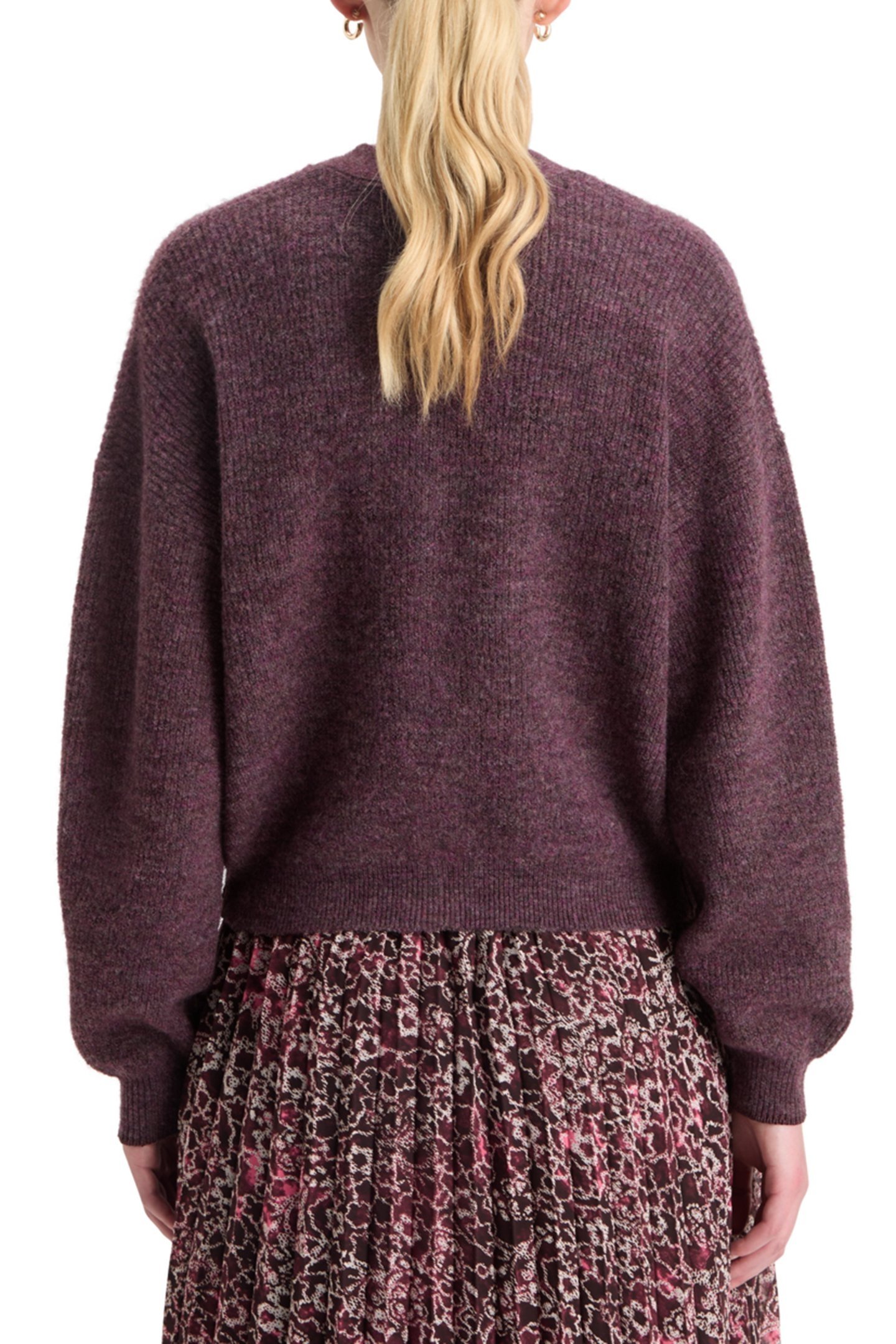 FUZZY RELAXED CARDIGAN BERRY MELANGE 2