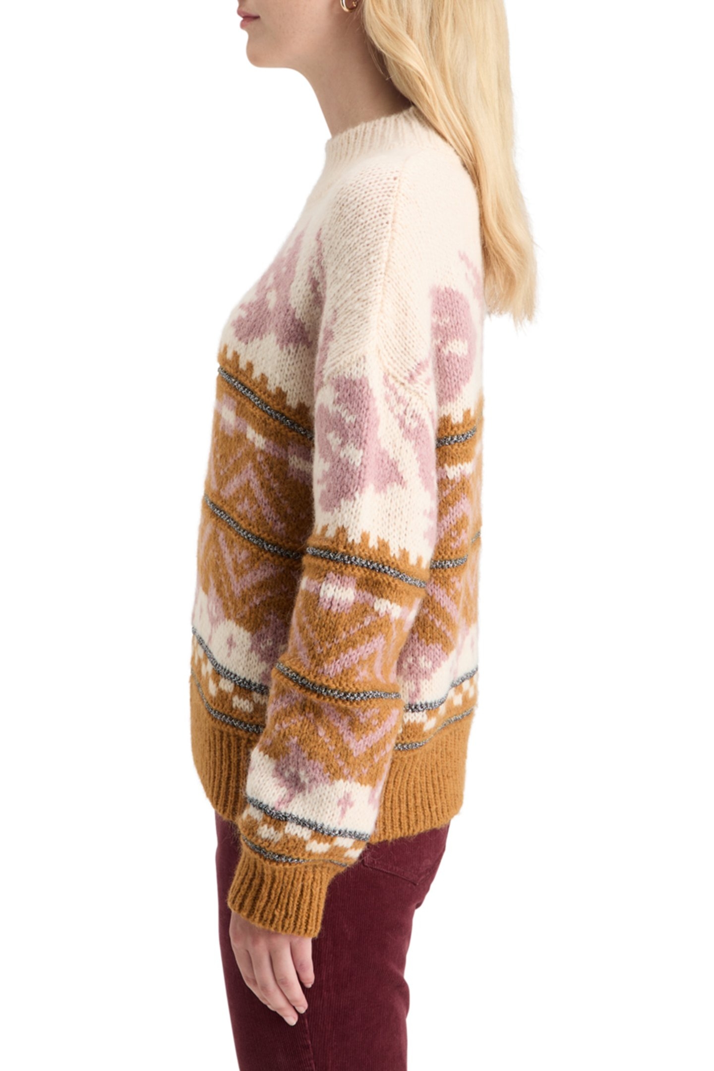 METALLIC FAIR ISLE PULLOVER TOBACCO 6