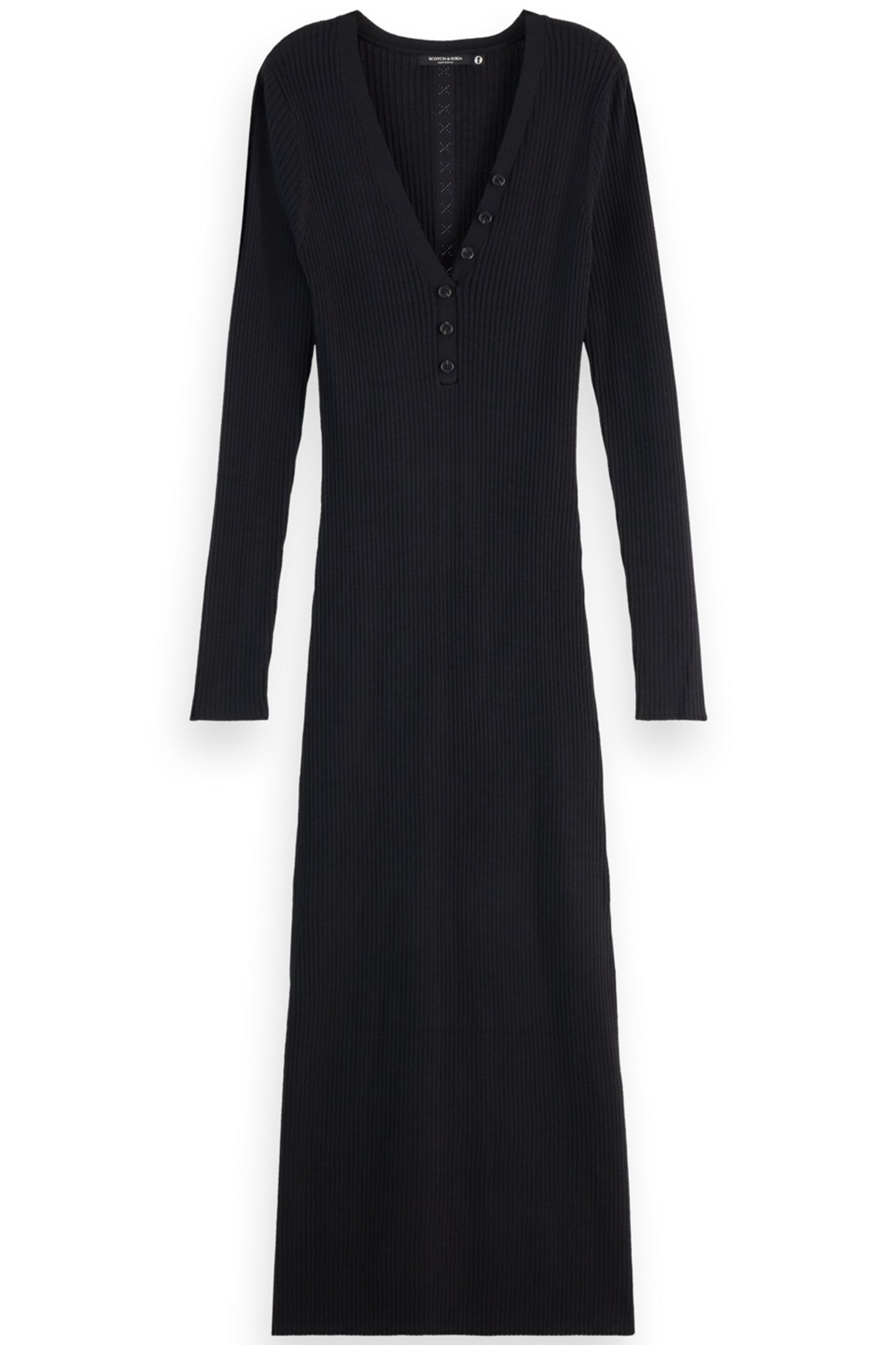 RIBBED KNITTED MIDI DRESS EVENING BLACK 3