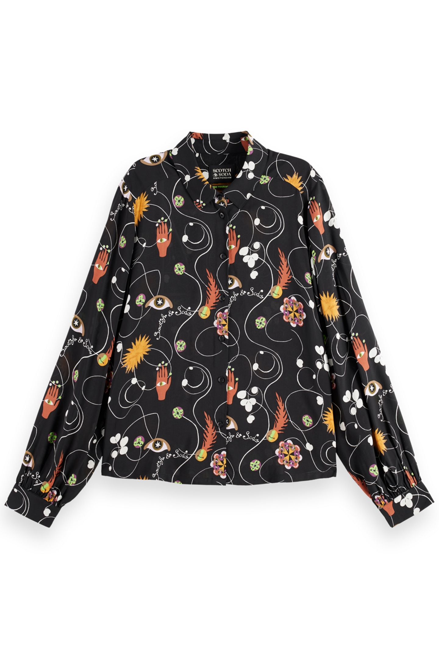 VISCOSE PRINTED BALLOON SLEEVE SHIRT FREE MIND 4