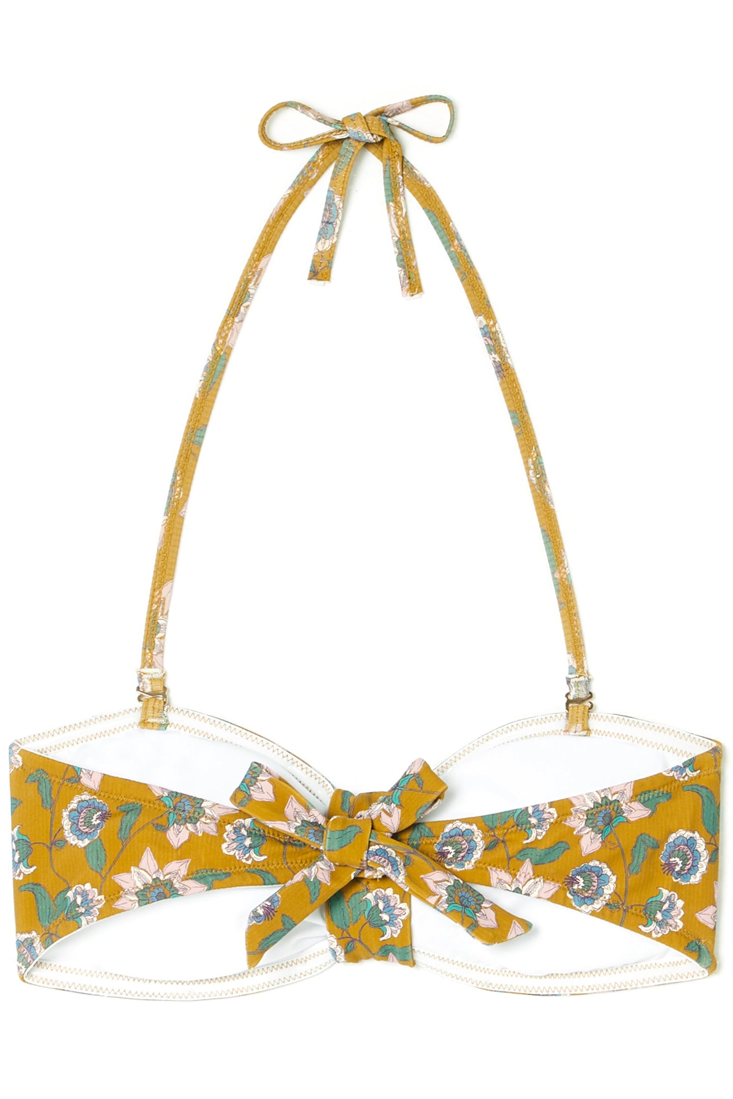 BIKINI TOP WALNUT CINNAMON FLOWERS 2