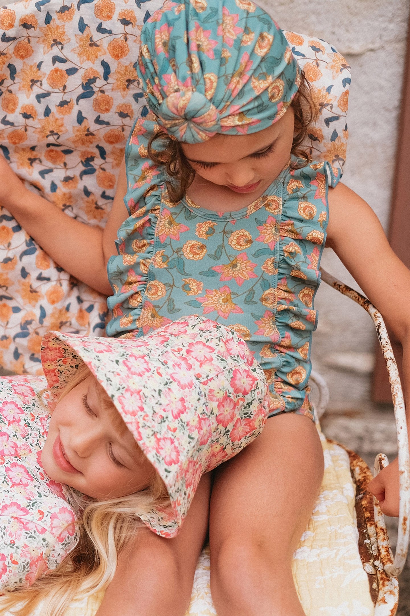 BATHING SUIT MOSILLOS TURQUOISE FLOWERS 5