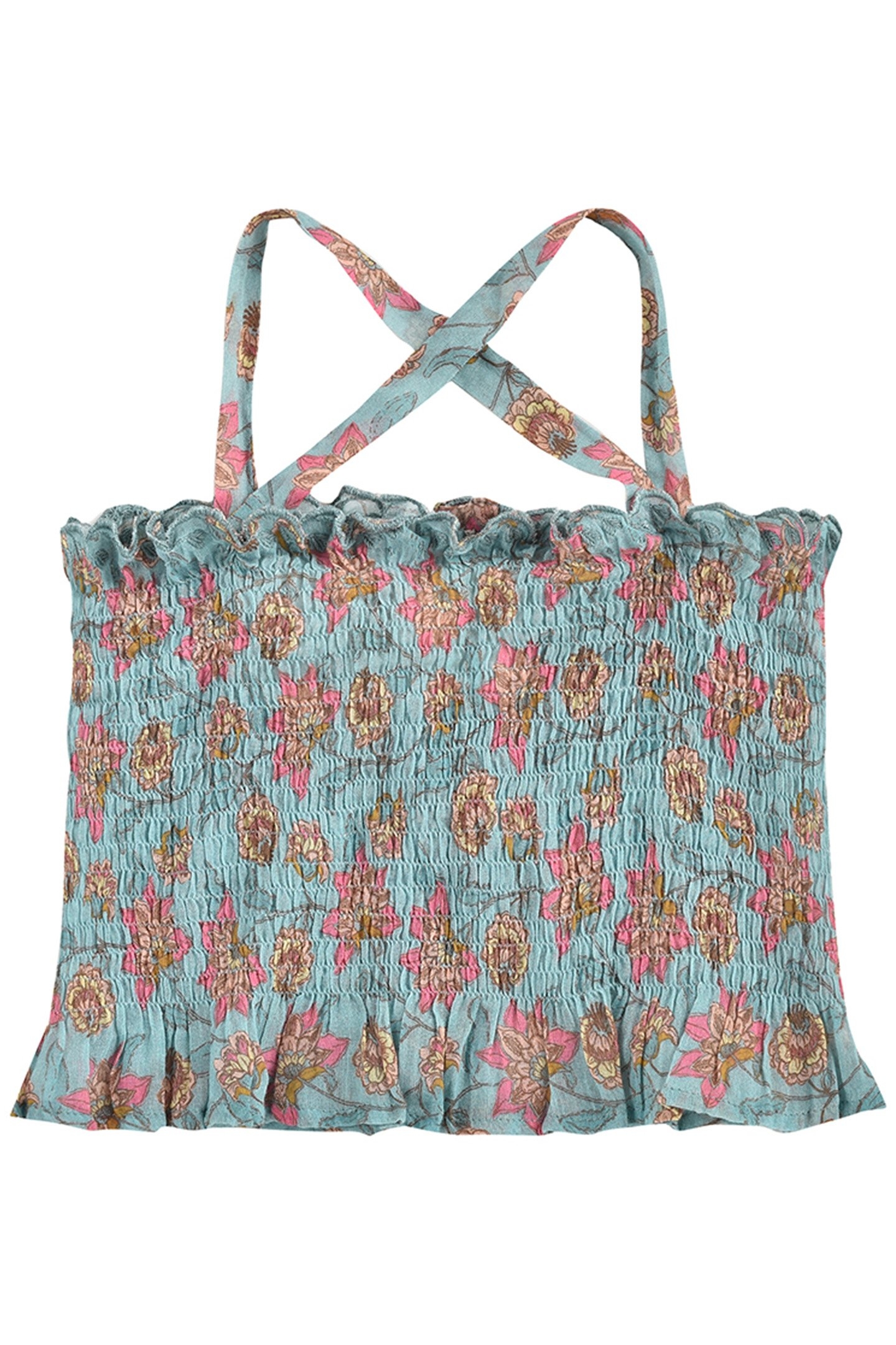 TOP MALIKA TURQUOISE FLOWERS 3