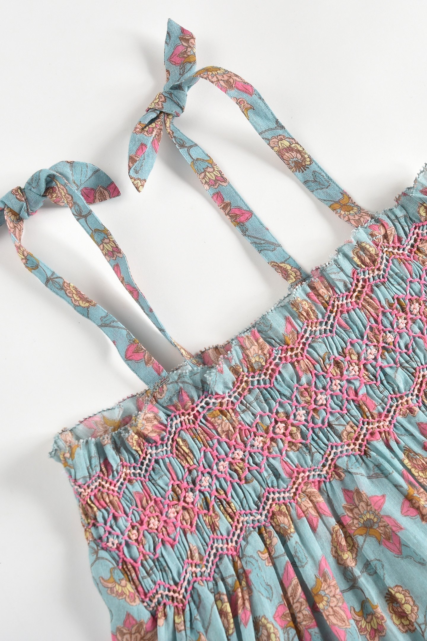 DRESS MARCELINE TURQUOISE FLOWERS 8