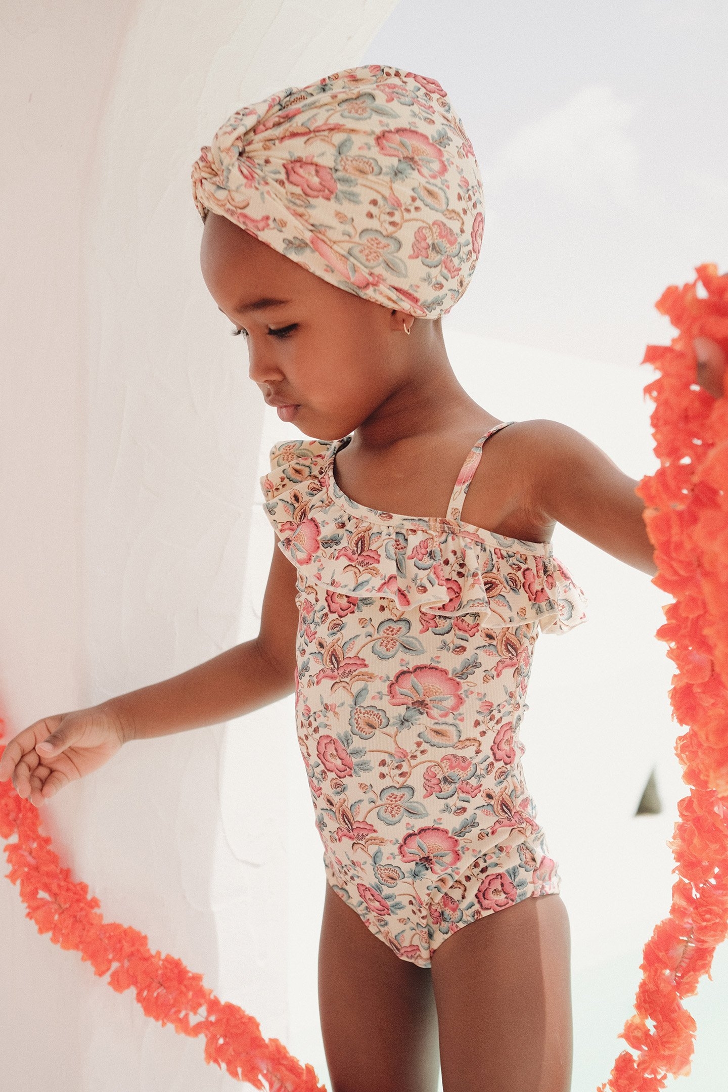 BATHING SUIT AUDREY CREAM INDIAN FLOWERS 1