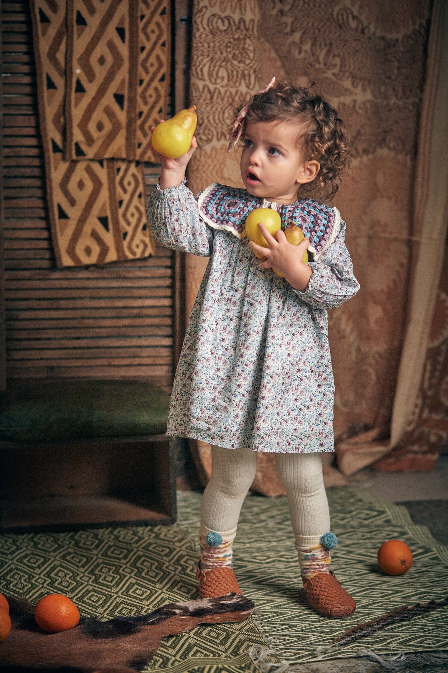 DRESS WARISE CREAM RETRO PANSY 1