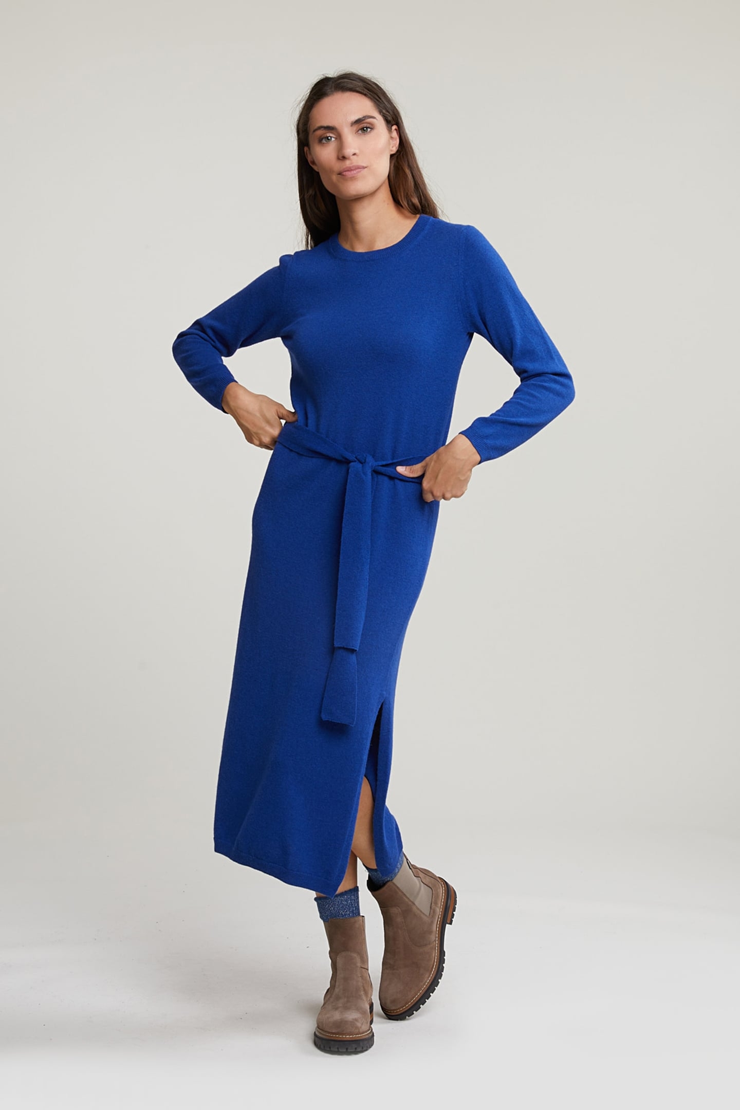 BLUE LONG BELTED DRESS 1