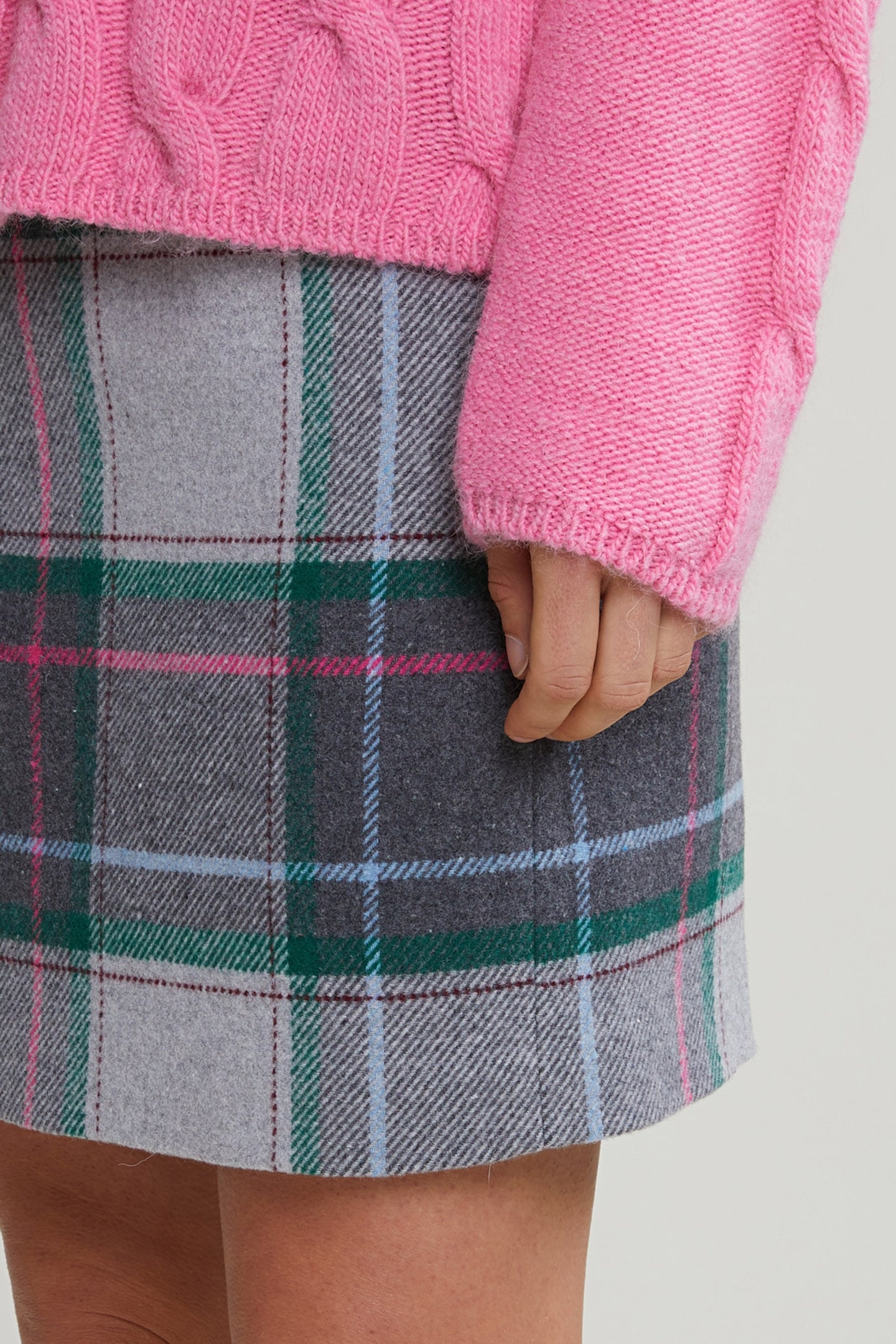 MULTI CHECKED A-LINE SKIRT 4