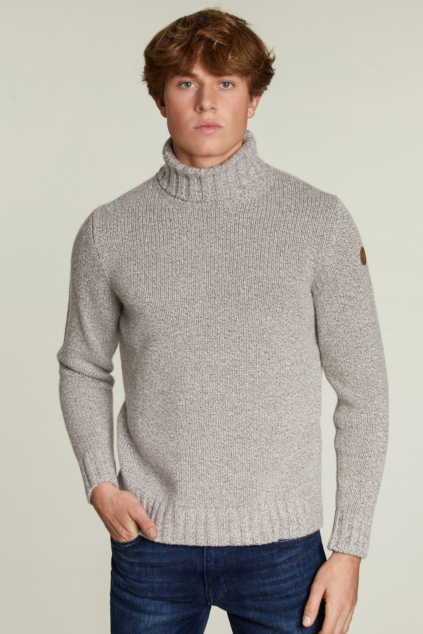 CUSTOM FIT WOOL-CASHMERE SWEATER BARREL MIX 1