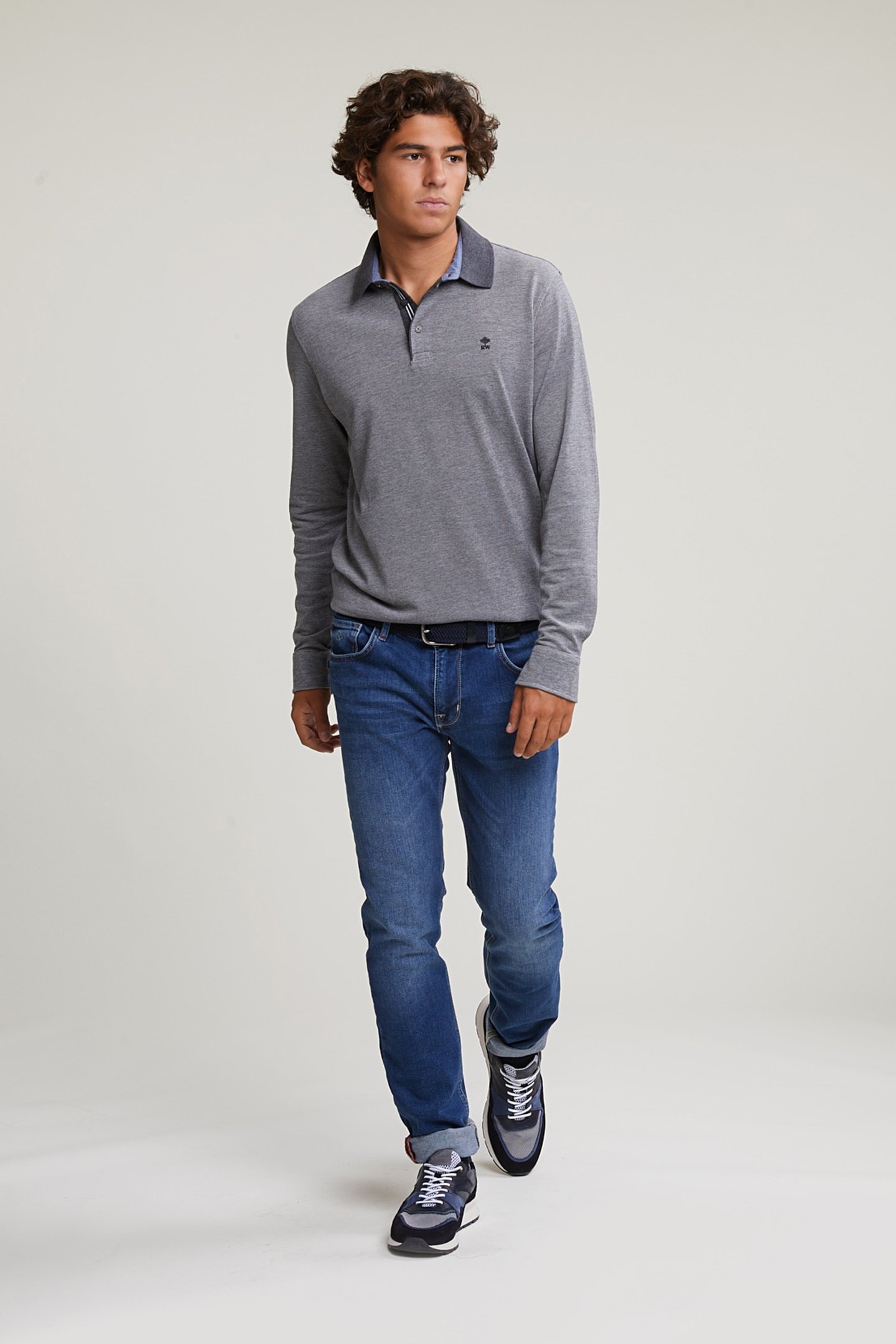 CUSTOM FIT COTTON POLO GRAPHITE MIX 3