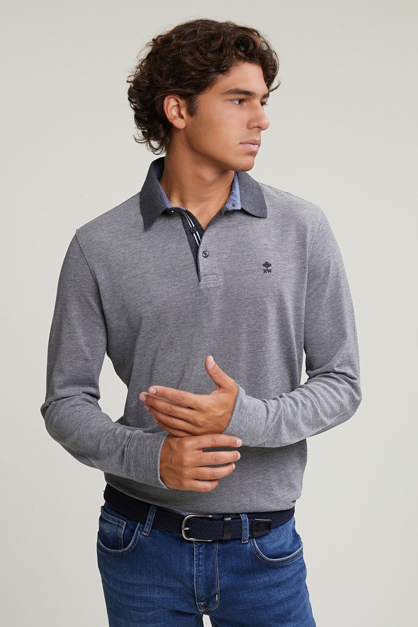 CUSTOM FIT COTTON POLO GRAPHITE MIX 1