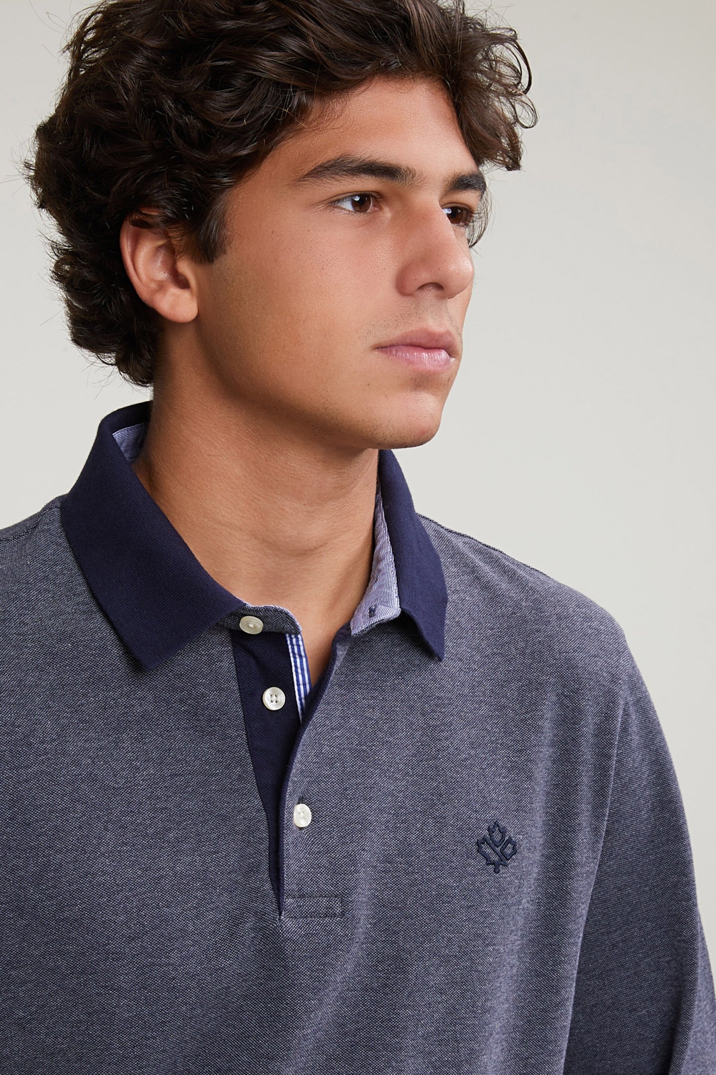 CUSTOM FIT COTTON POLO NAVY/OFXFORD MIX 4