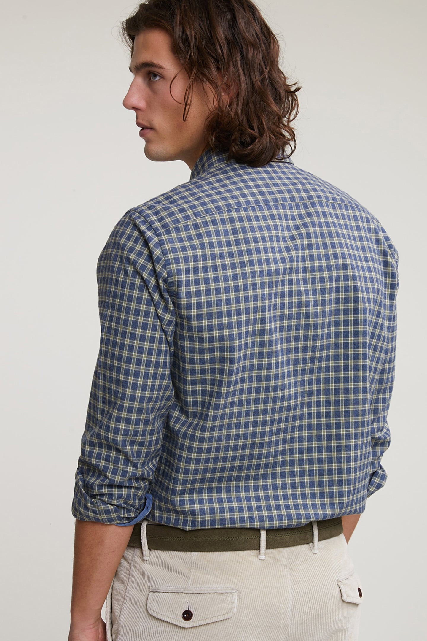 CUSTOM FIT CHECKED SHIRT KHAKI 2